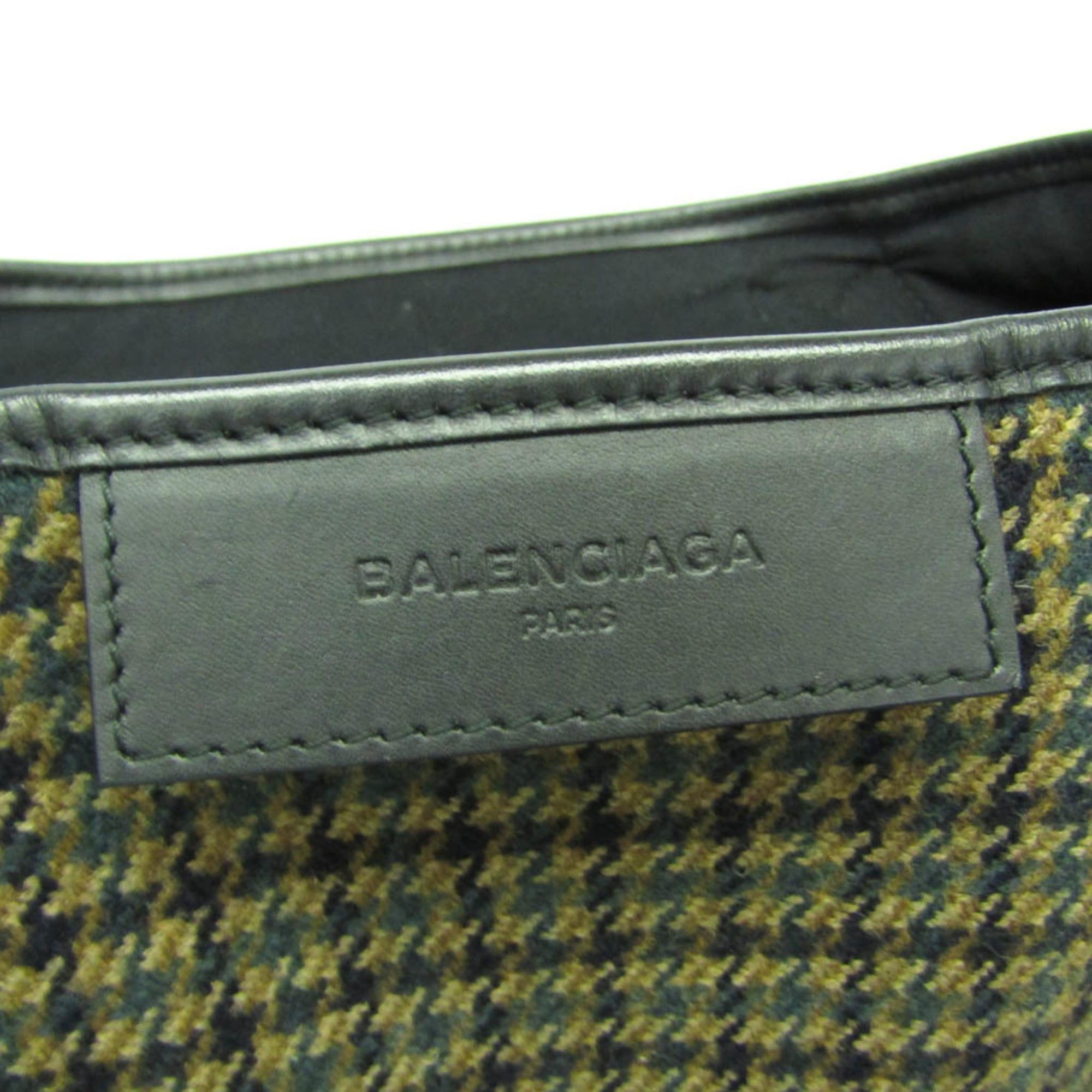 Balenciaga Balenciaga Navy Cabas S 339933 Women,Men Wool,Leather Handbag Brown,Green Size ONE SIZE - 18 Thumbnail