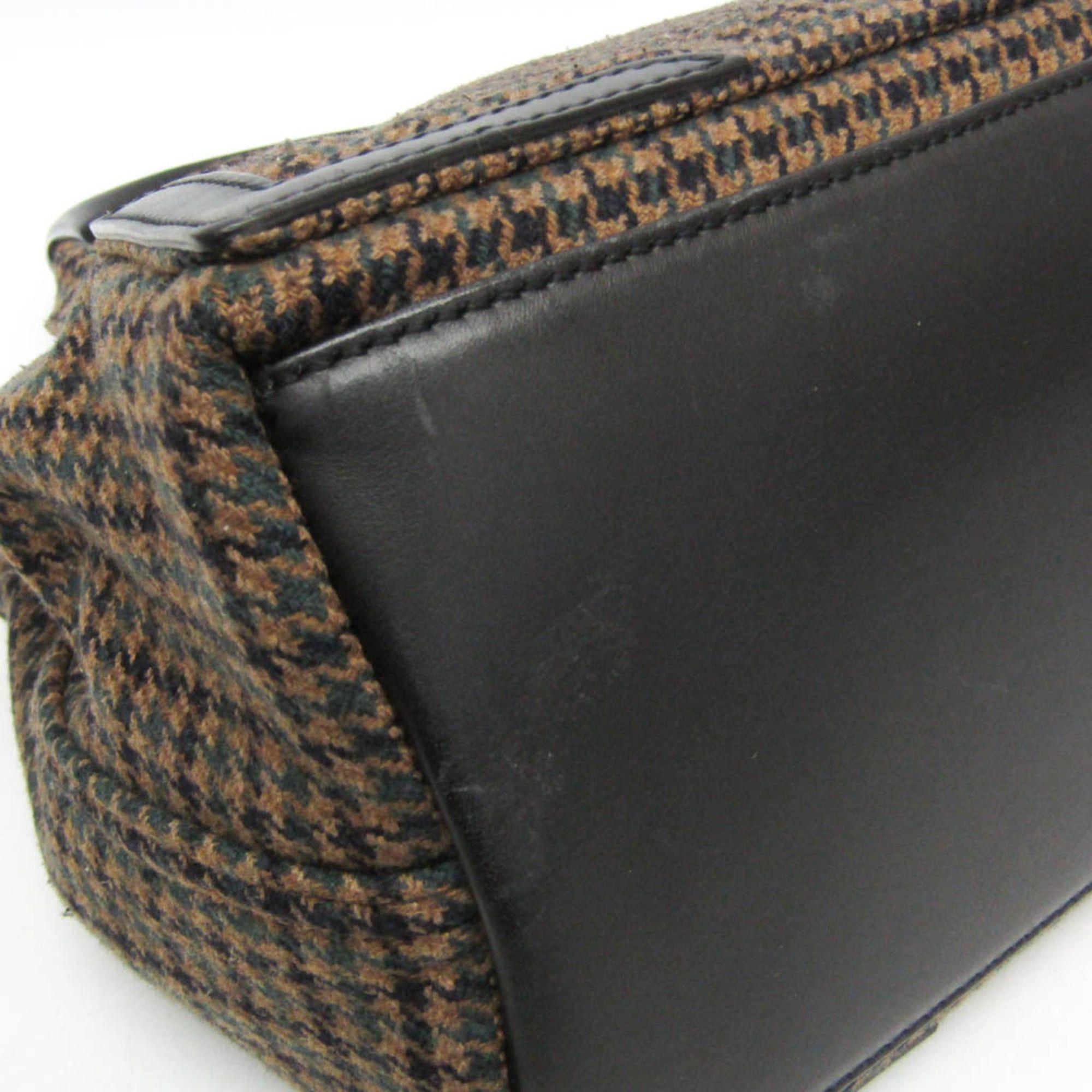 Balenciaga Balenciaga Navy Cabas S 339933 Women,Men Wool,Leather Handbag Brown,Green Size ONE SIZE - 5 Thumbnail