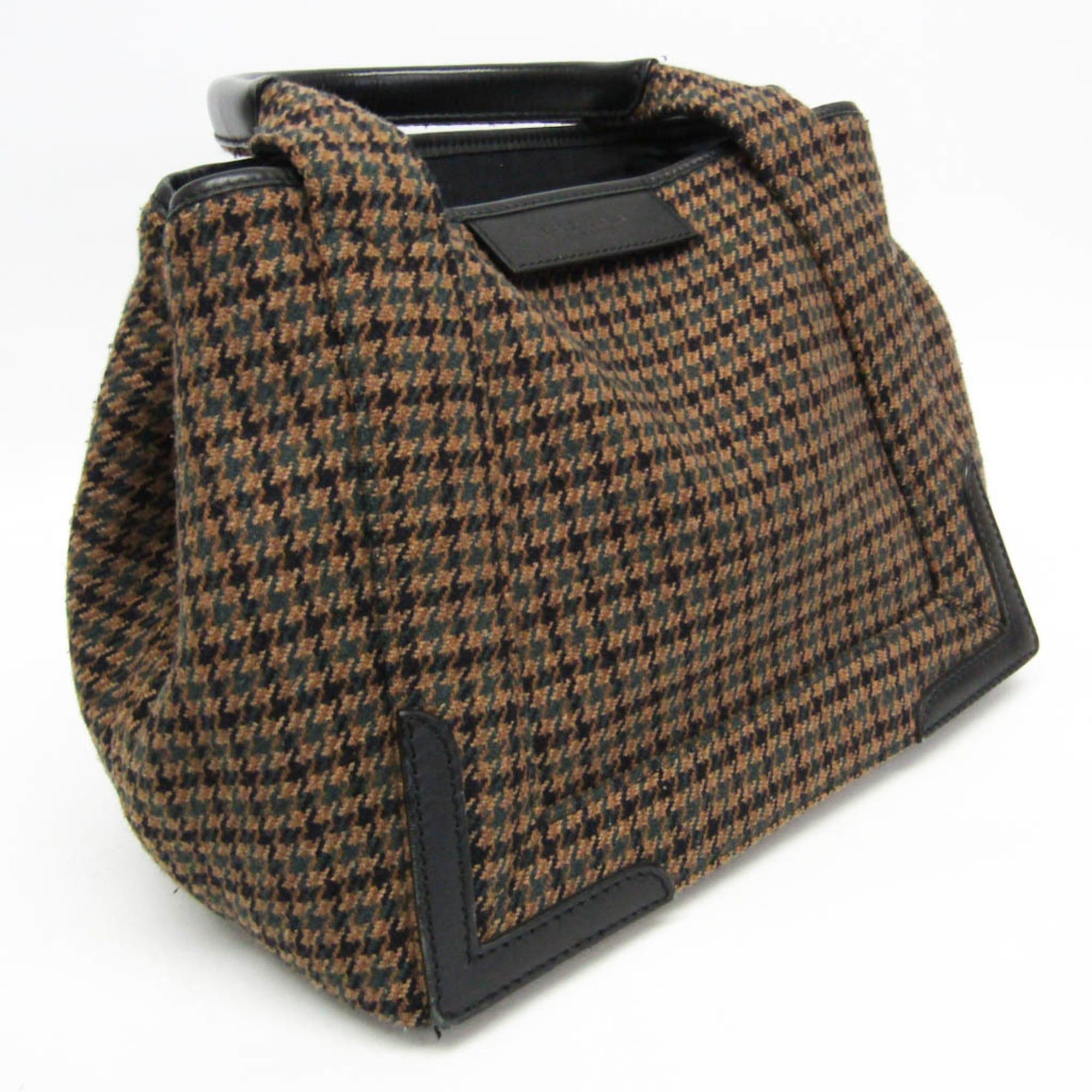 Balenciaga Balenciaga Navy Cabas S 339933 Women,Men Wool,Leather Handbag Brown,Green Size ONE SIZE - 12 Thumbnail