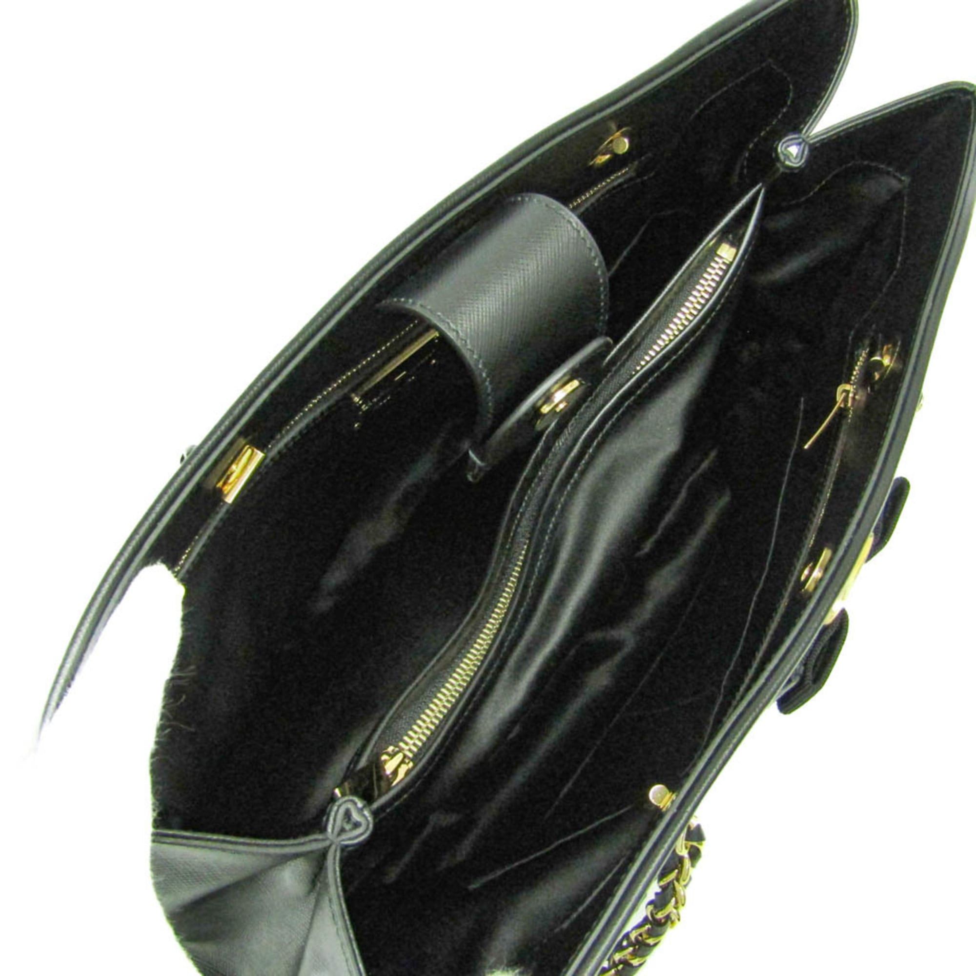 Salvatore Ferragamo Salvatore Ferragamo Vara Chain Shoulder Tote GF-21 F561 Women's Leather Tote Bag Black Size ONE SIZE - 4 Thumbnail