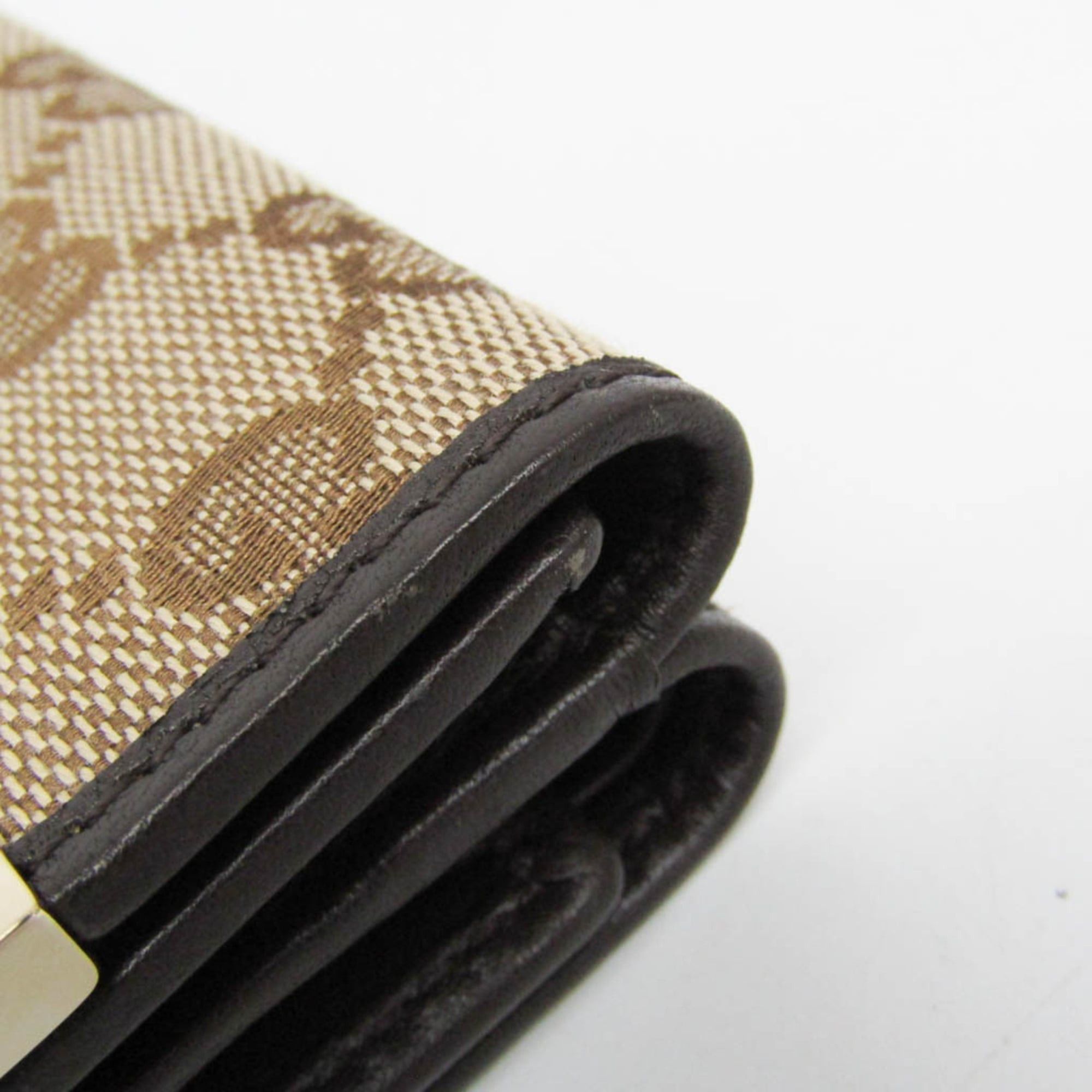Gucci Gucci 261502 Women's GG Canvas,Leather Wallet (tri-fold) Beige,Brown Size ONE SIZE - 10 Thumbnail