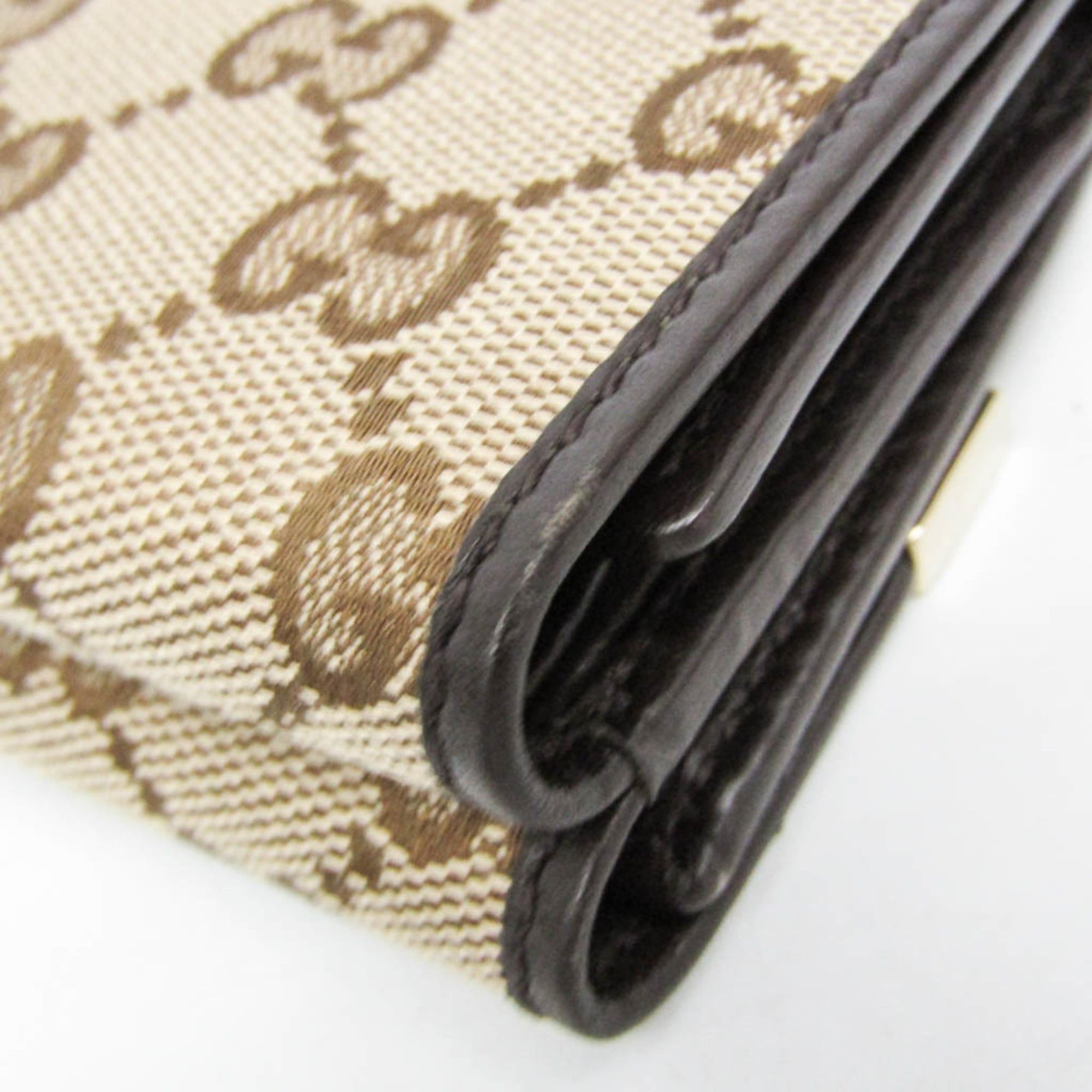 Gucci Gucci 261502 Women's GG Canvas,Leather Wallet (tri-fold) Beige,Brown Size ONE SIZE - 8 Thumbnail