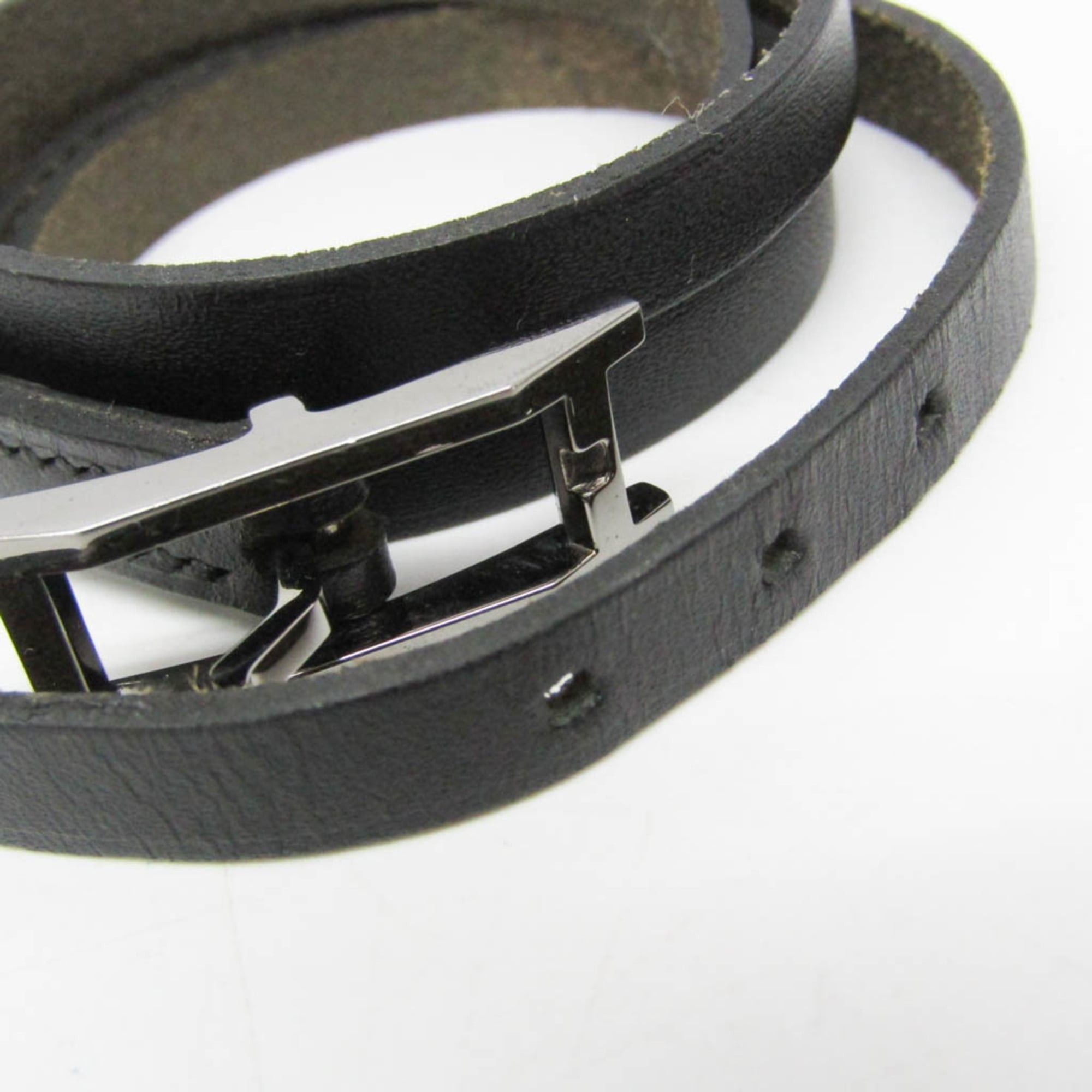 Hermes Hermes Hapi III Choker Leather,Metal Bangle Silver,Black Size ONE SIZE - 8 Thumbnail