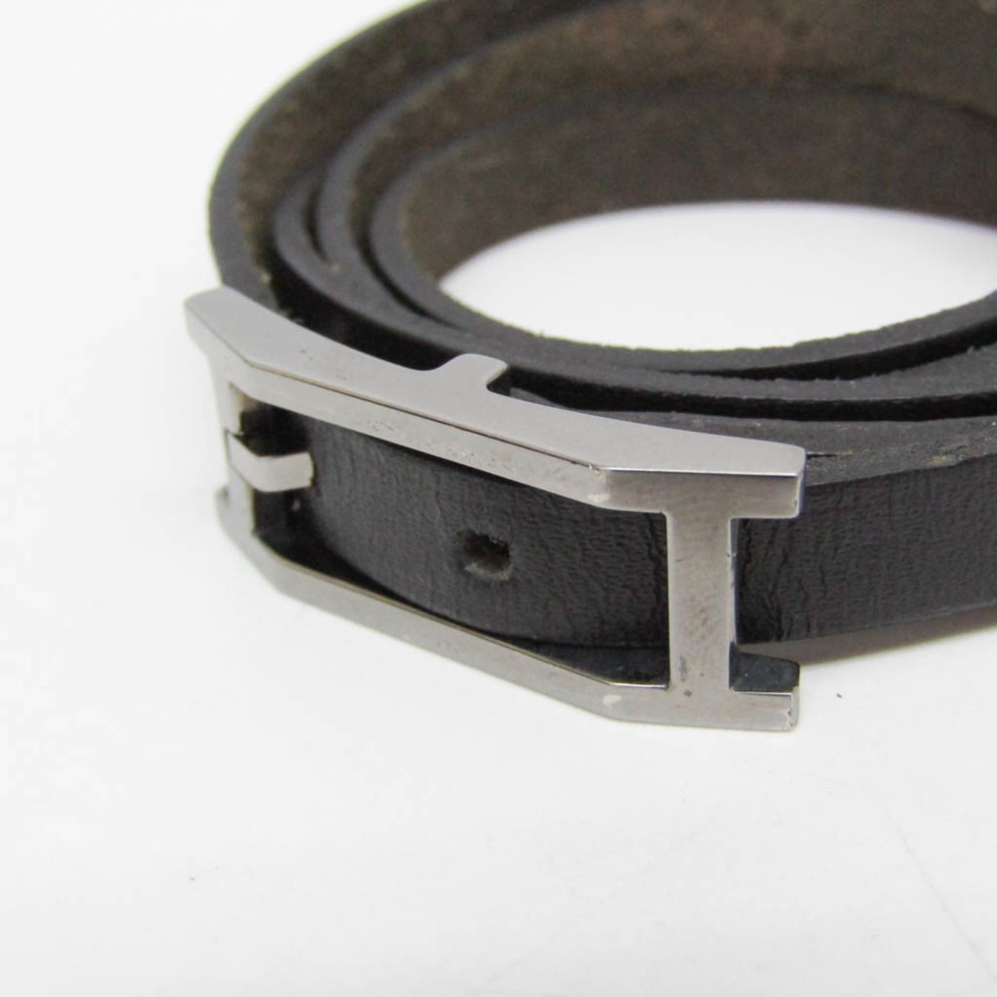 Hermes Hermes Hapi III Choker Leather,Metal Bangle Silver,Black Size ONE SIZE - 4 Thumbnail