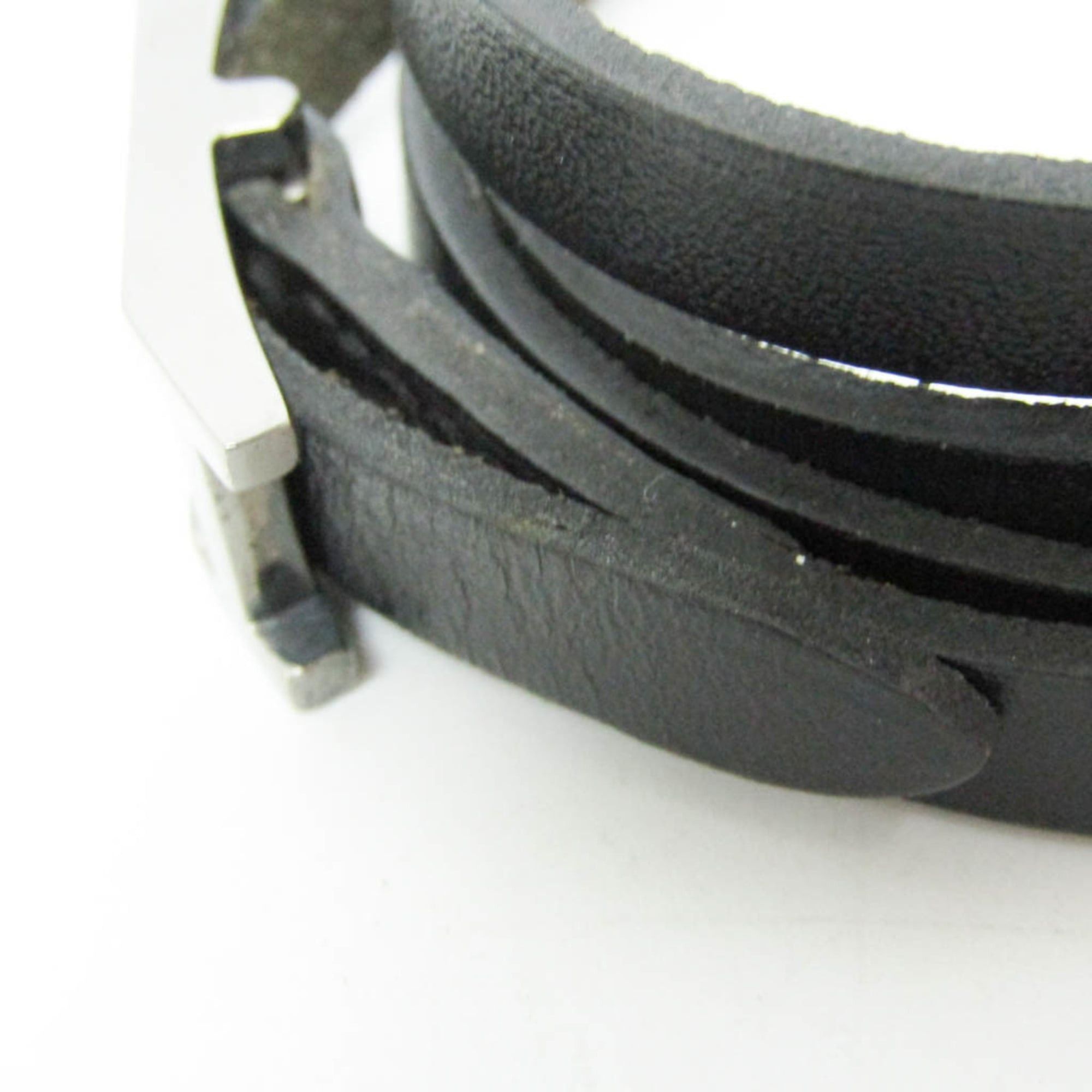 Hermes Hermes Hapi III Choker Leather,Metal Bangle Silver,Black Size ONE SIZE - 6 Thumbnail