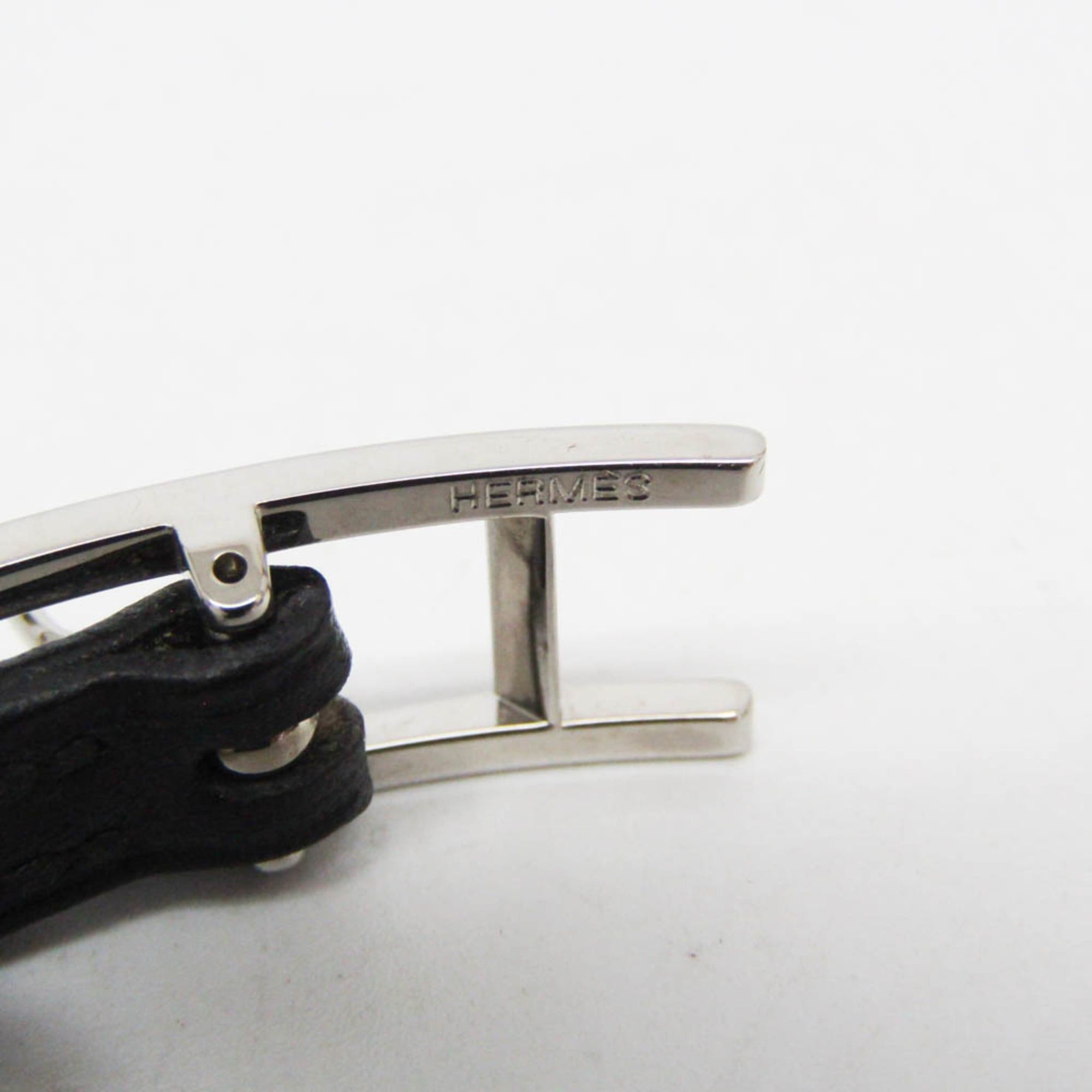 Hermes Hermes Hapi III Choker Leather,Metal Bangle Silver,Black Size ONE SIZE - 6 Thumbnail