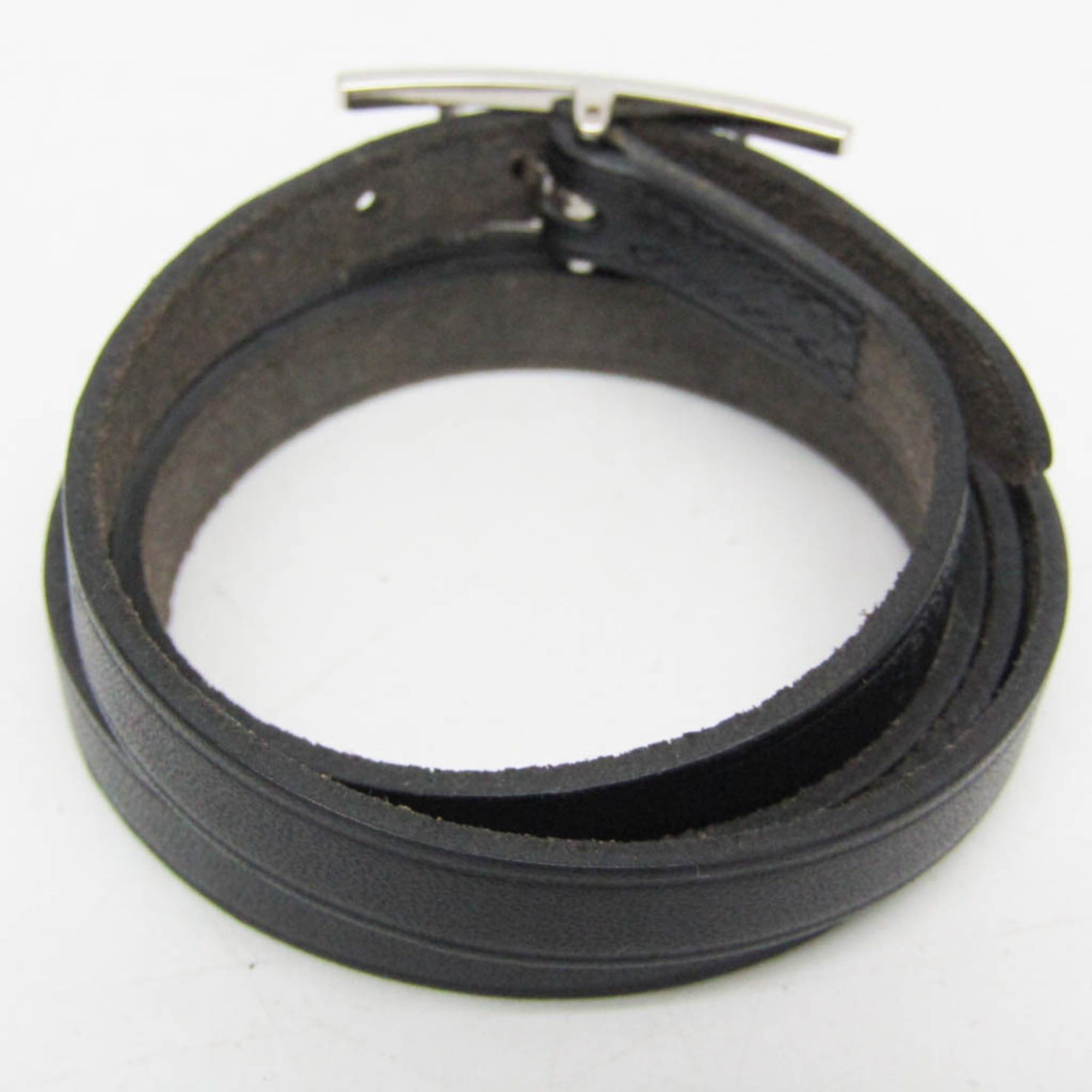 Hermes Hermes Hapi III Choker Leather,Metal Bangle Silver,Black Size ONE SIZE - 5 Thumbnail