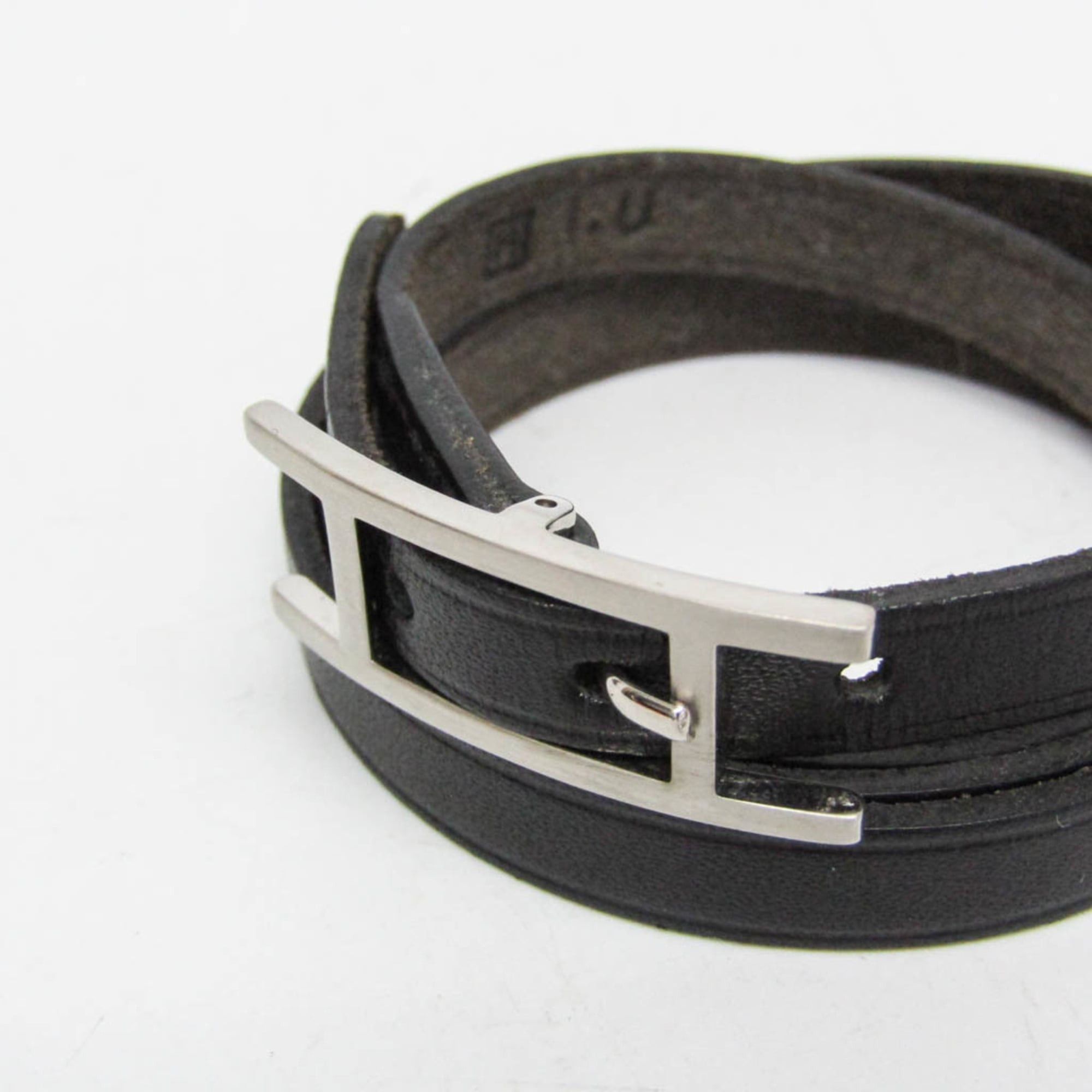 Hermes Hermes Hapi III Choker Leather,Metal Bangle Silver,Black Size ONE SIZE - 4 Thumbnail