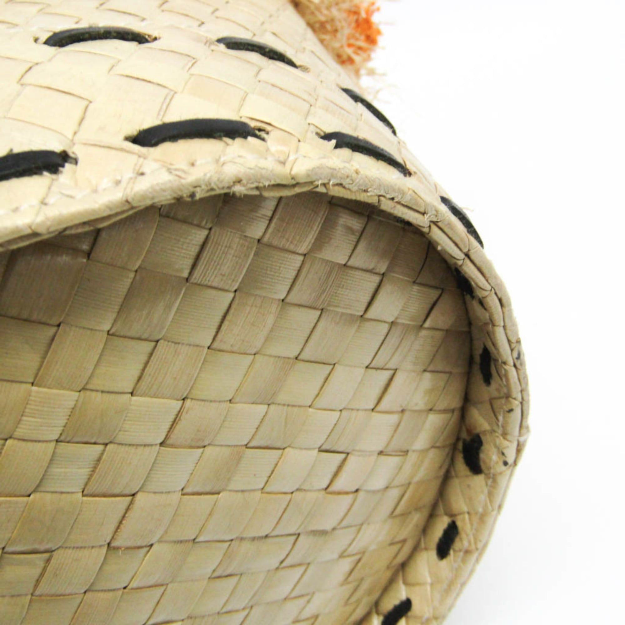 Tory Burch Tory Burch Pom Pom Beach Basket Bag Women's Straw,Rattan Basket,Tote Bag Light Beige,Orange Size ONE SIZE - 4 Thumbnail