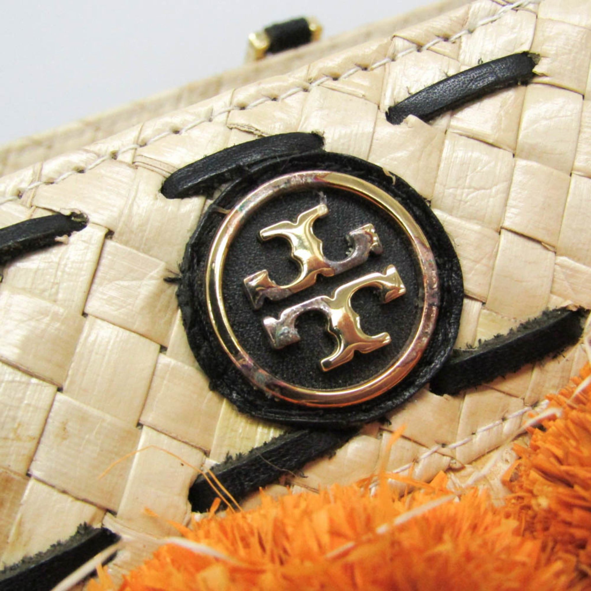 Tory Burch Tory Burch Pom Pom Beach Basket Bag Women's Straw,Rattan Basket,Tote Bag Light Beige,Orange Size ONE SIZE - 13 Thumbnail