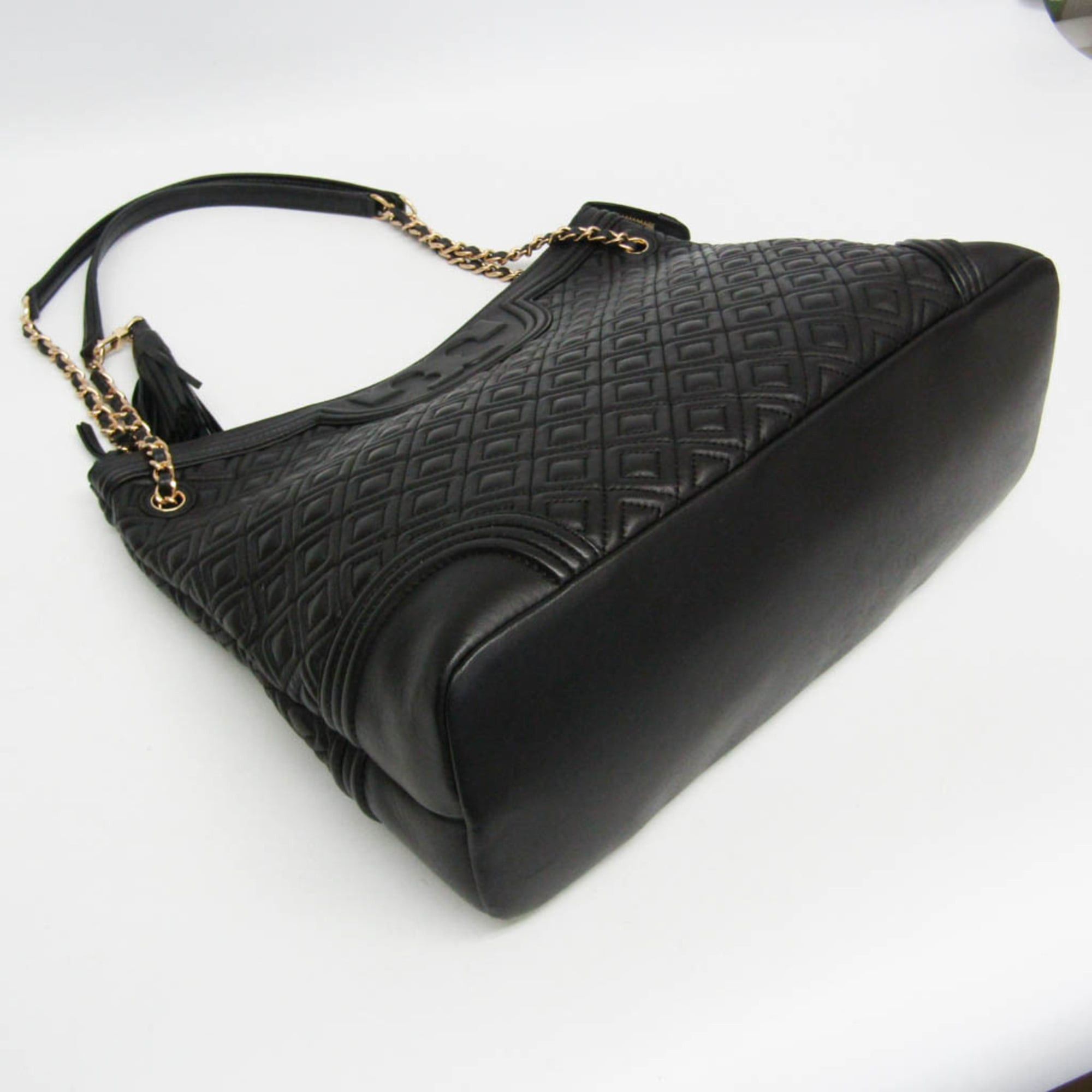 Tory Burch Tory Burch Quilted Chain Shoulder Bag Women's Leather Tote Bag Black Size ONE SIZE - 8 Thumbnail