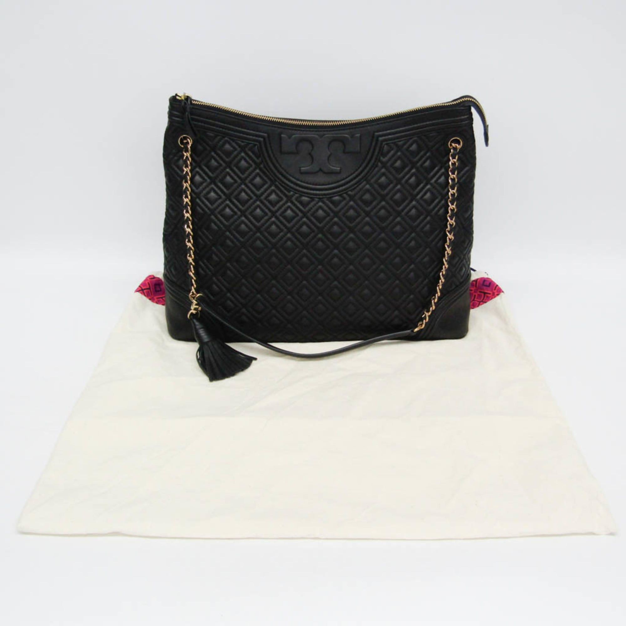 Tory Burch Tory Burch Quilted Chain Shoulder Bag Women's Leather Tote Bag Black Size ONE SIZE - 2 Thumbnail