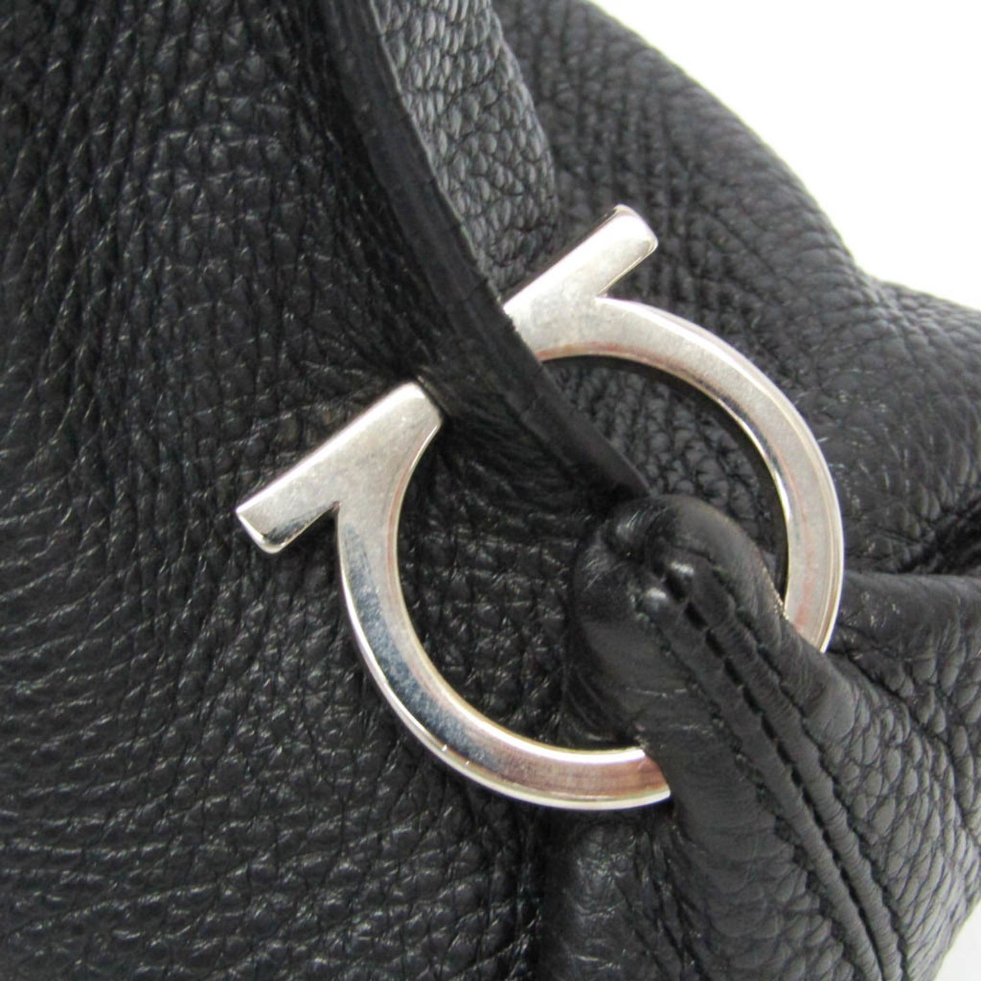Salvatore Ferragamo Salvatore Ferragamo Gancini One-shoulder Bag GG-21 D205 Women's Leather Shoulder Bag Black Size ONE SIZE - 9 Thumbnail