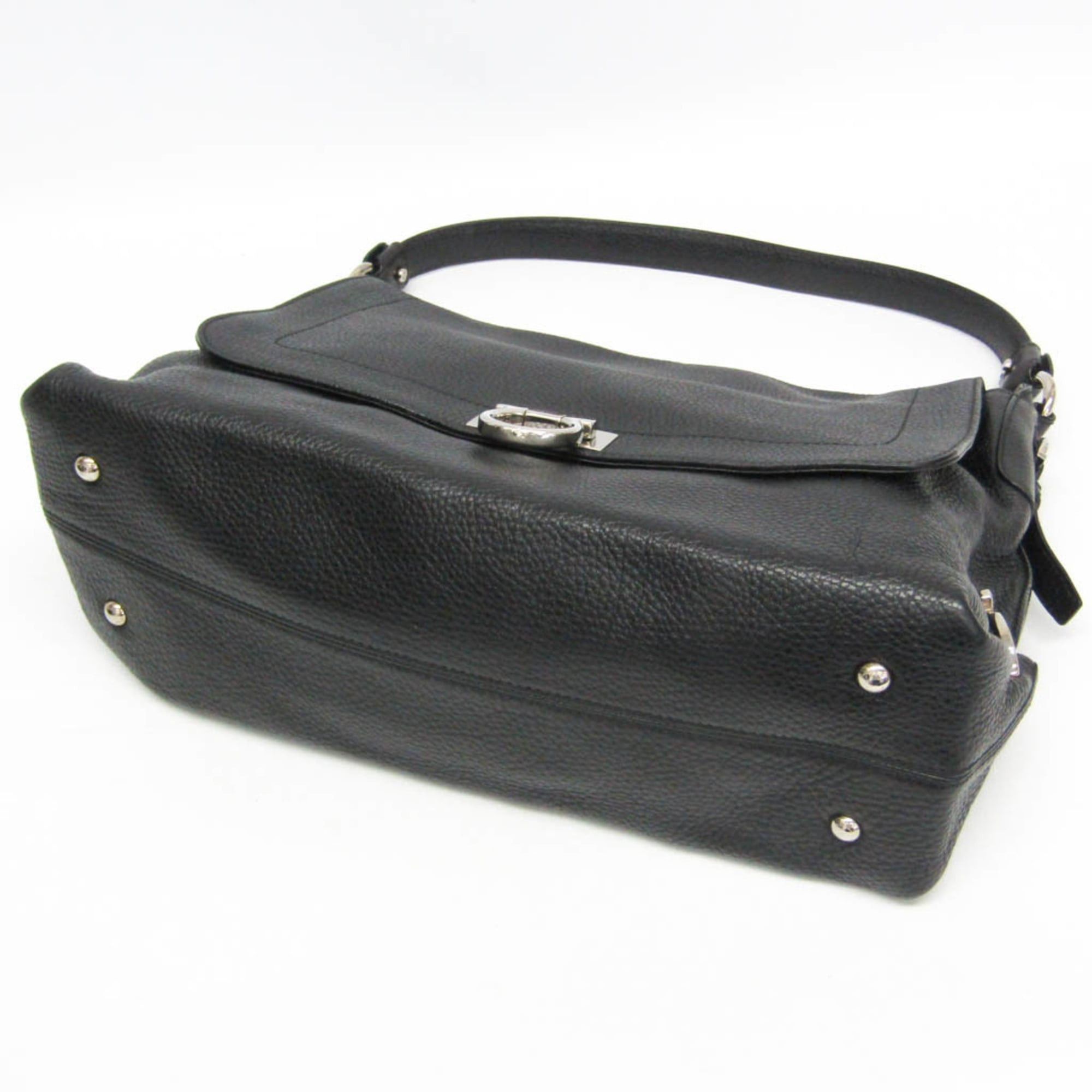 Salvatore Ferragamo Salvatore Ferragamo Gancini One-shoulder Bag GG-21 D205 Women's Leather Shoulder Bag Black Size ONE SIZE - 4 Thumbnail