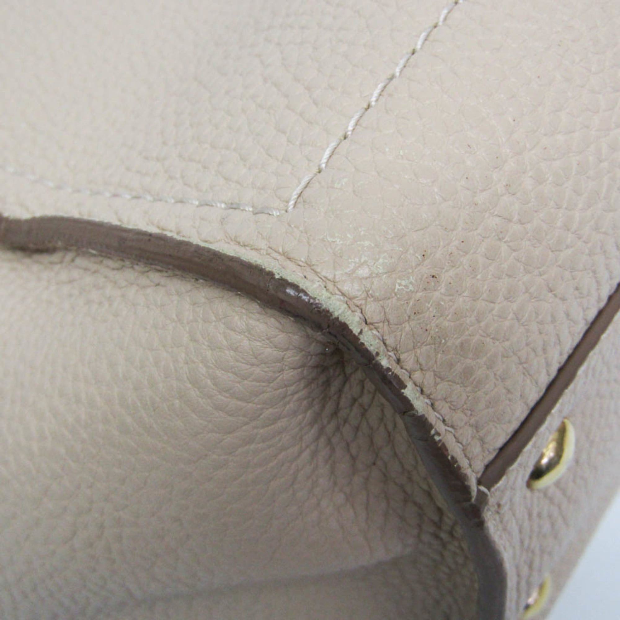 Salvatore Ferragamo Salvatore Ferragamo Gancini GG-21 F216 Women's Leather Tote Bag Light Beige Size ONE SIZE - 6 Thumbnail