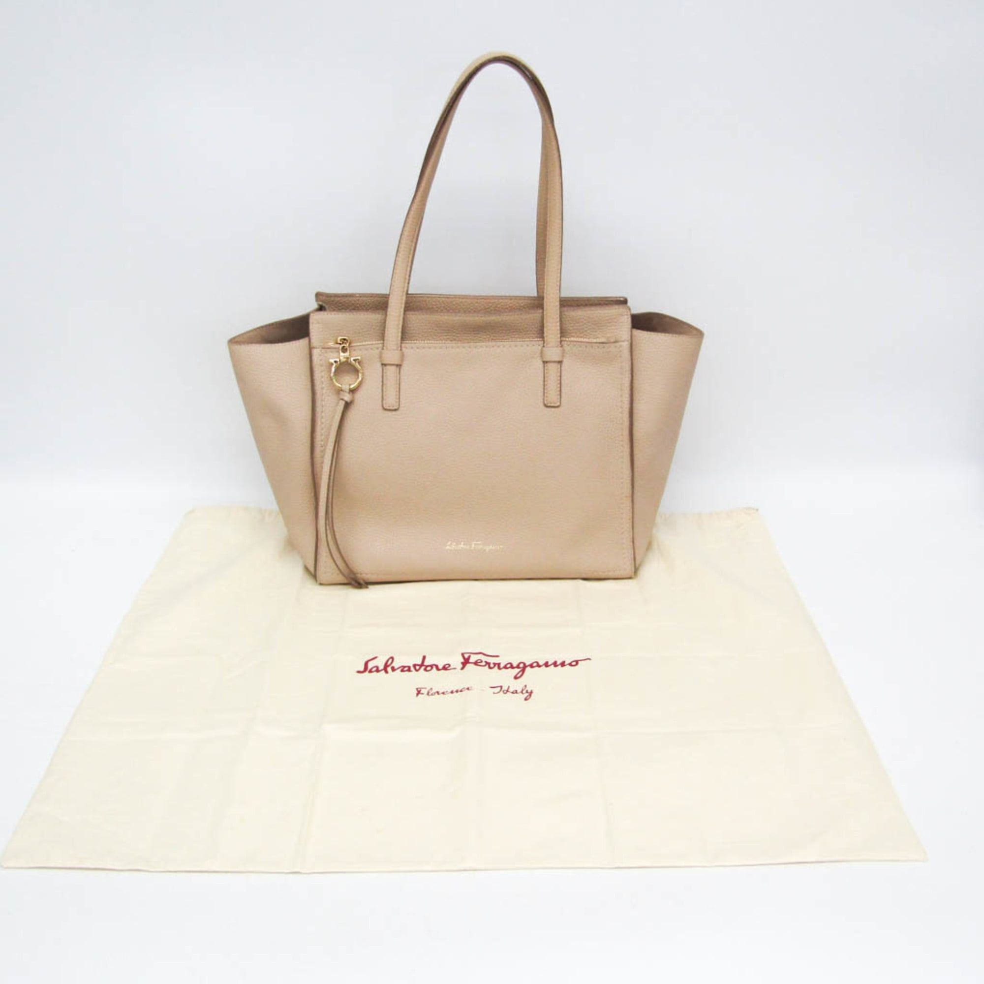 Salvatore Ferragamo Salvatore Ferragamo Gancini GG-21 F216 Women's Leather Tote Bag Light Beige Size ONE SIZE - 2 Thumbnail