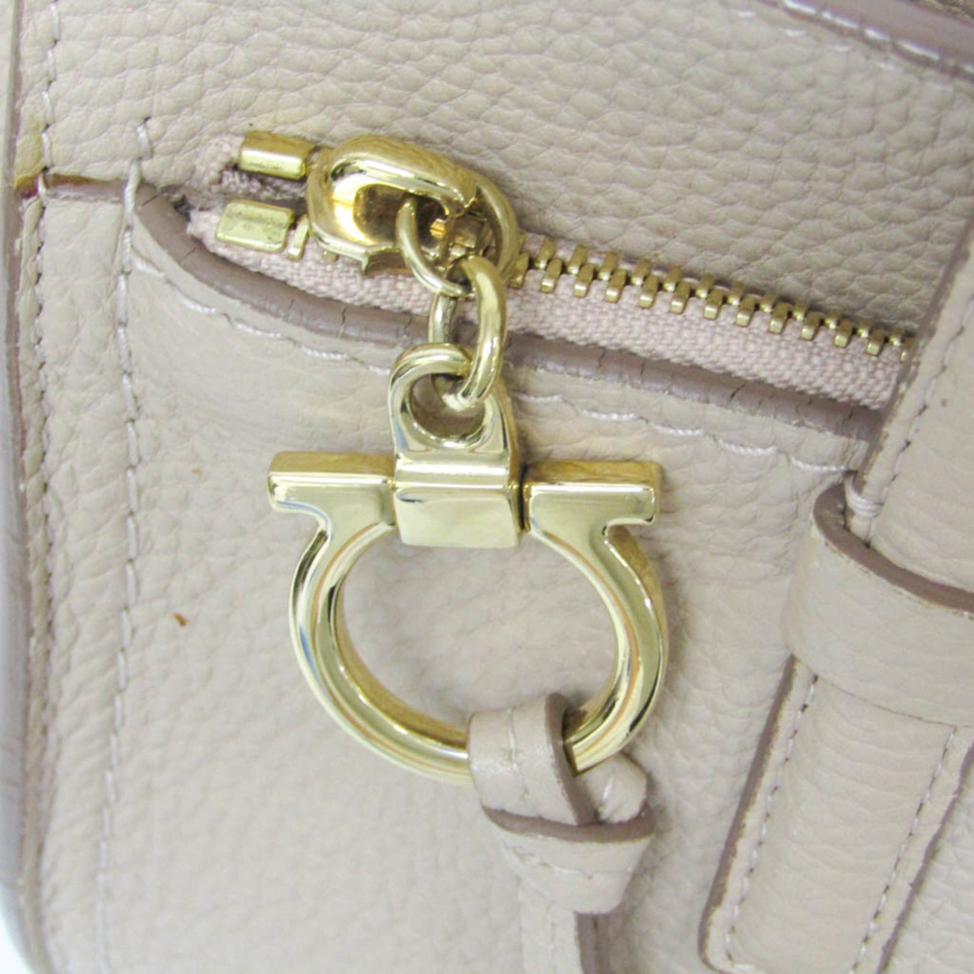 Salvatore Ferragamo Salvatore Ferragamo Gancini GG-21 F216 Women's Leather Tote Bag Light Beige Size ONE SIZE - 15 Thumbnail
