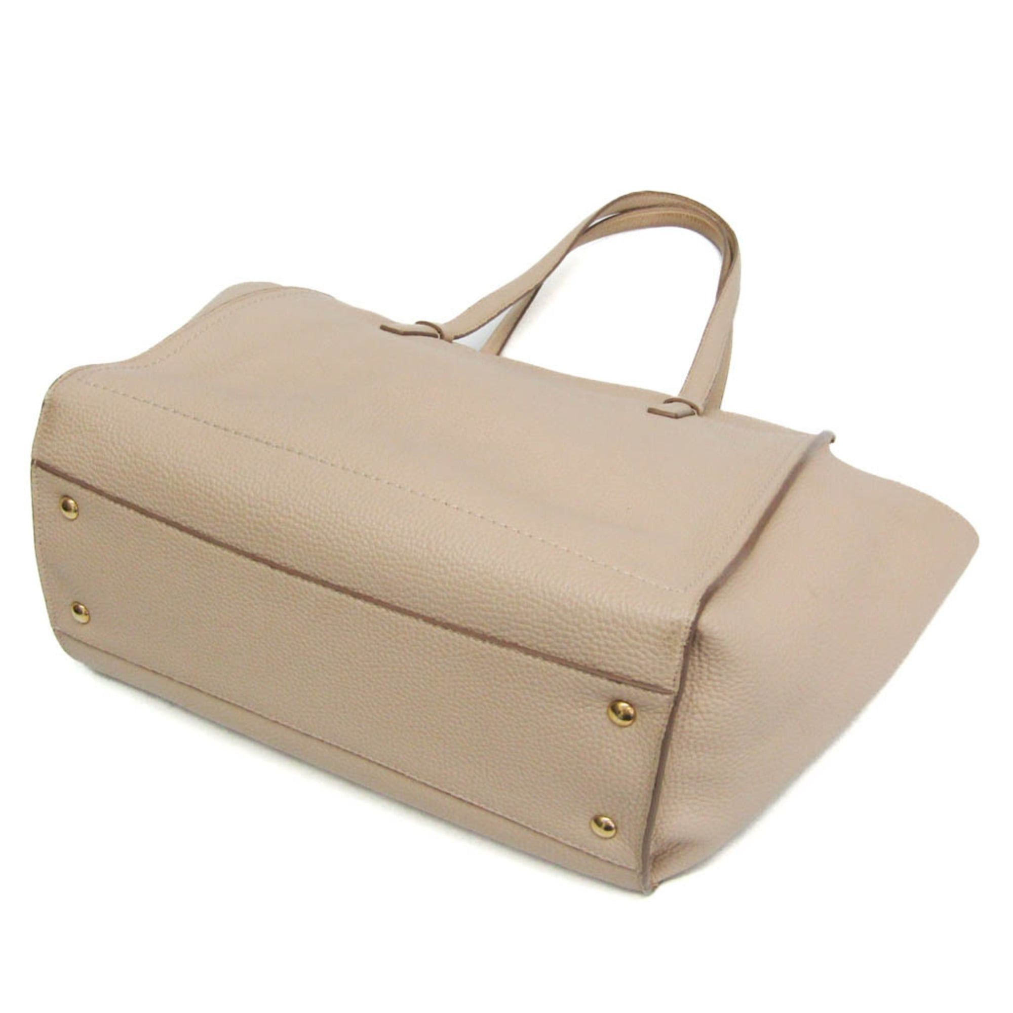 Salvatore Ferragamo Salvatore Ferragamo Gancini GG-21 F216 Women's Leather Tote Bag Light Beige Size ONE SIZE - 3 Thumbnail