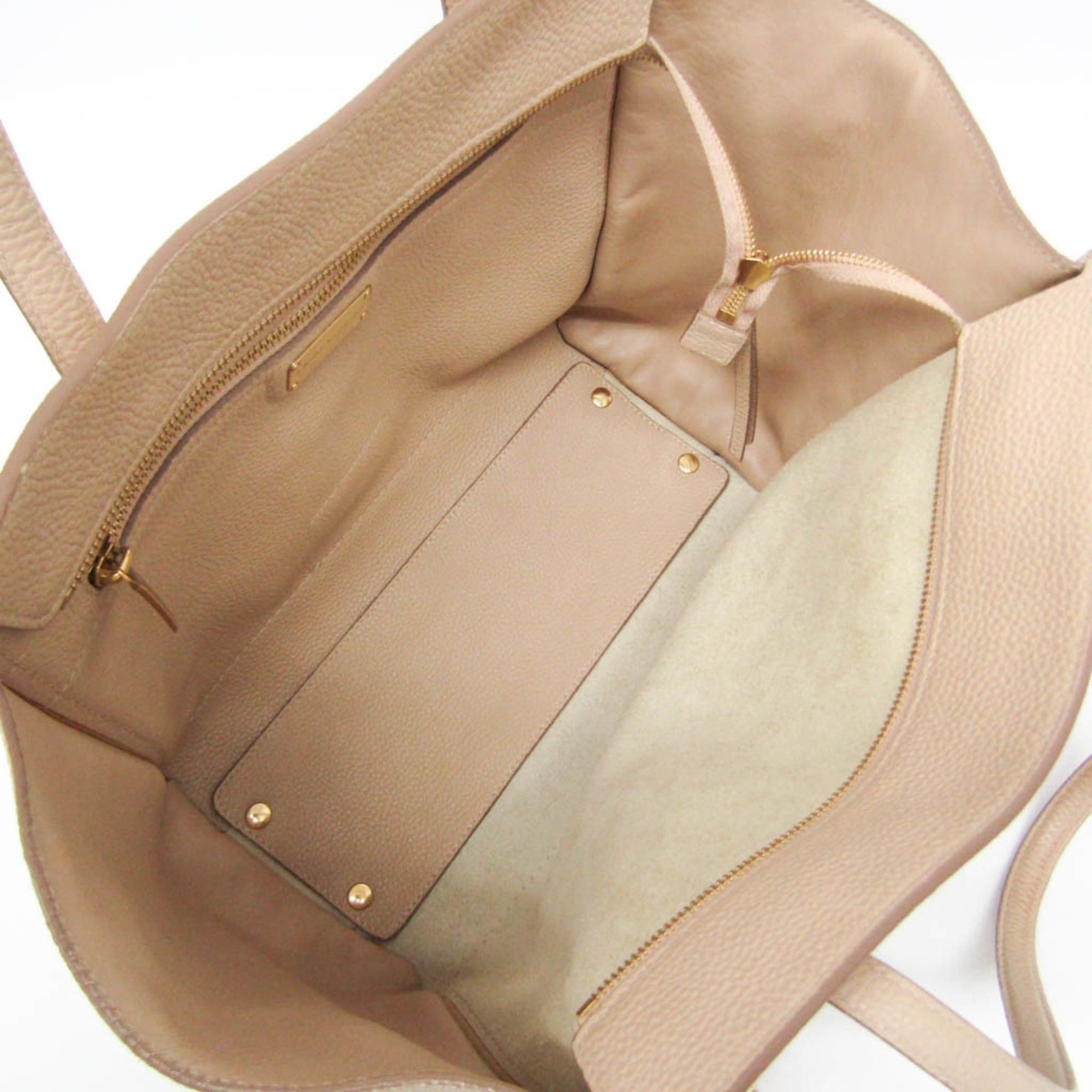 Salvatore Ferragamo Salvatore Ferragamo Gancini GG-21 F216 Women's Leather Tote Bag Light Beige Size ONE SIZE - 4 Thumbnail