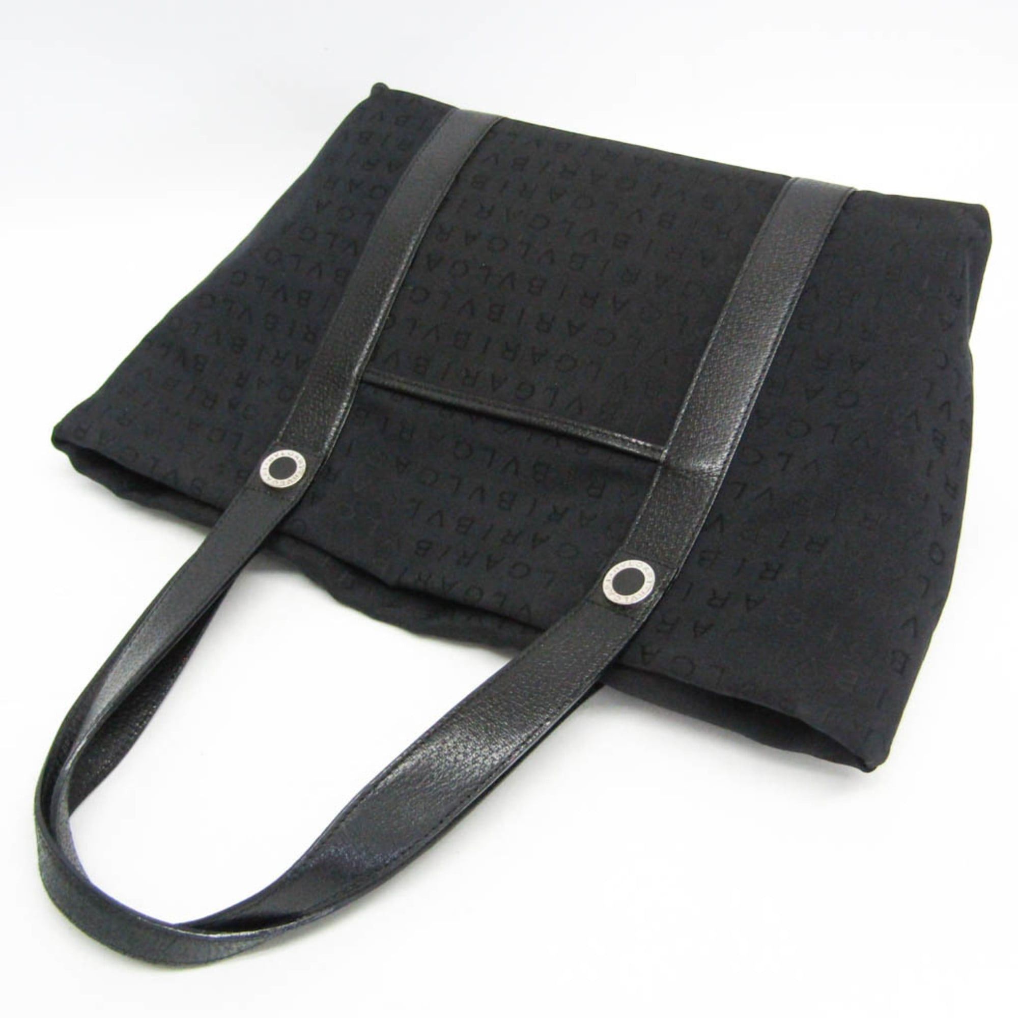 Bvlgari Bvlgari Logomania Women's Canvas,Leather Handbag Black Size ONE SIZE - 7 Thumbnail
