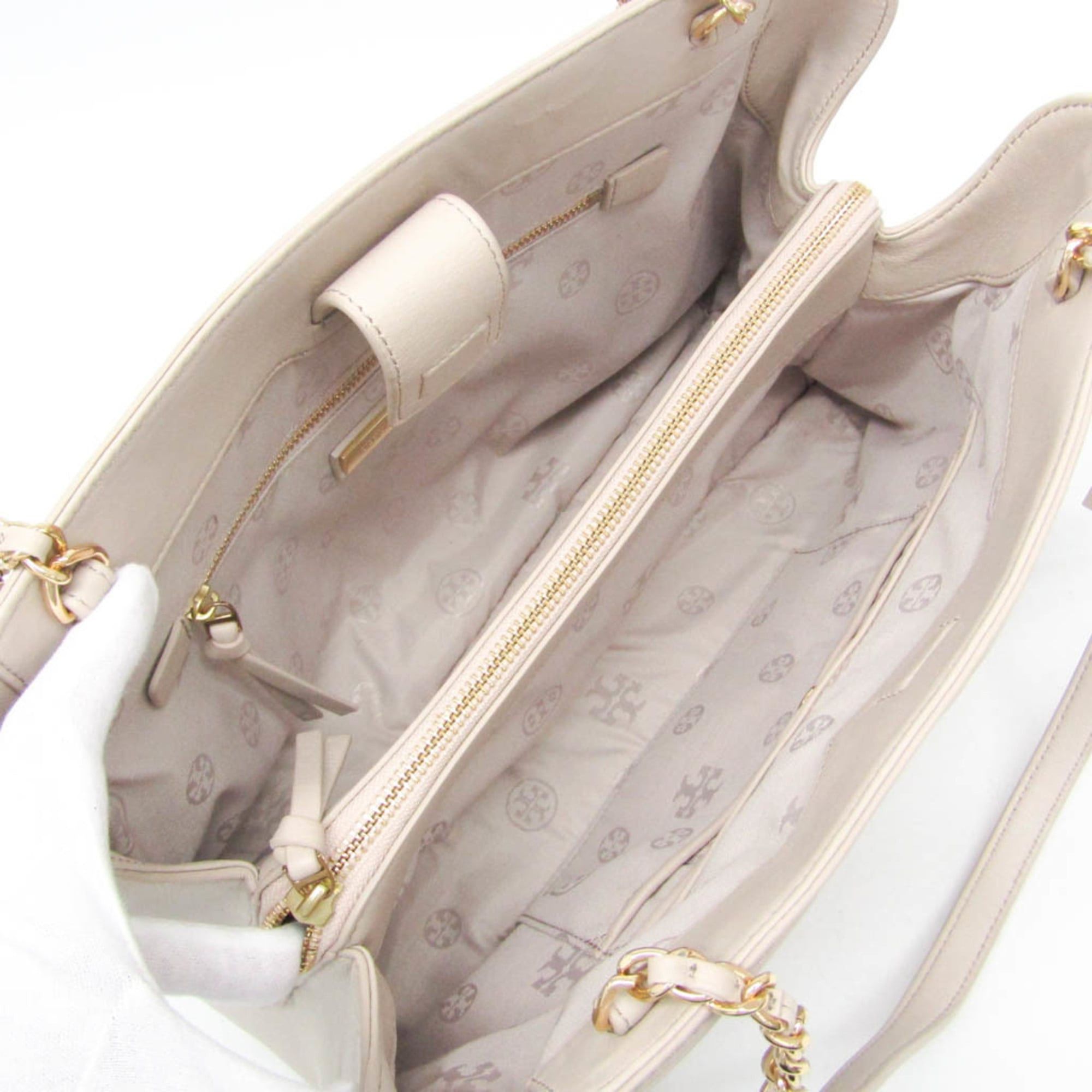 Tory Burch Tory Burch Fleming Chain Shoulder Tote Women's Leather Tote Bag Light Pink Size ONE SIZE - 3 Thumbnail