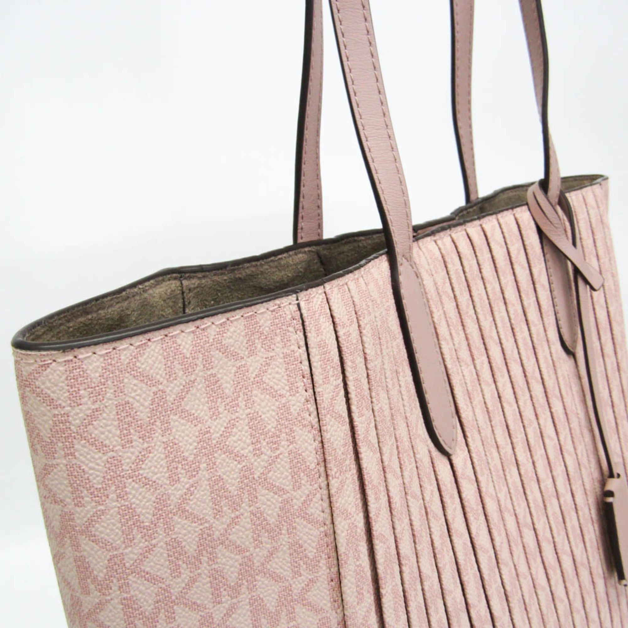 Michael Kors Michael Kors Sinclair Pleated Shopper Tote Large 30F1G5ST9V Women's PVC Tote Bag Pink Size ONE SIZE - 7 Thumbnail