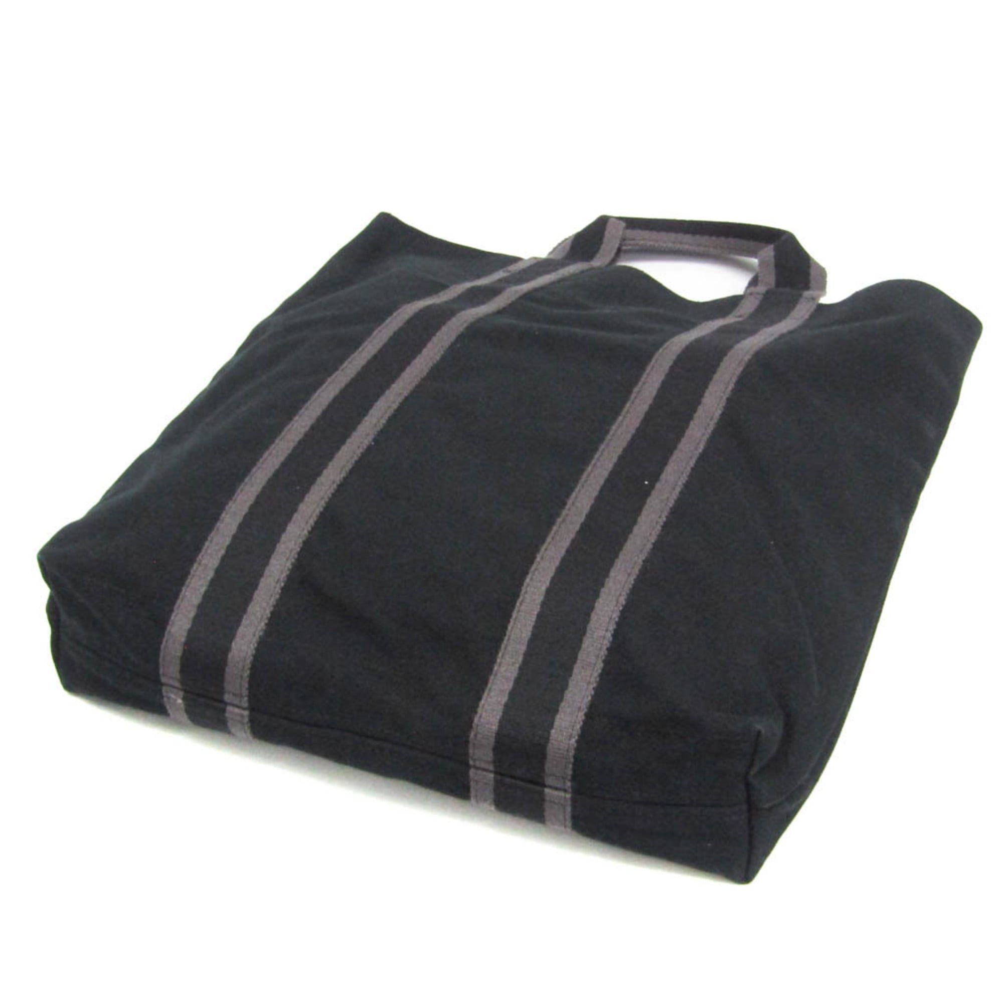Hermes Hermes Fourre Tout Cabas Women,Men Cotton Canvas Tote Bag Black Size ONE SIZE - 2 Thumbnail