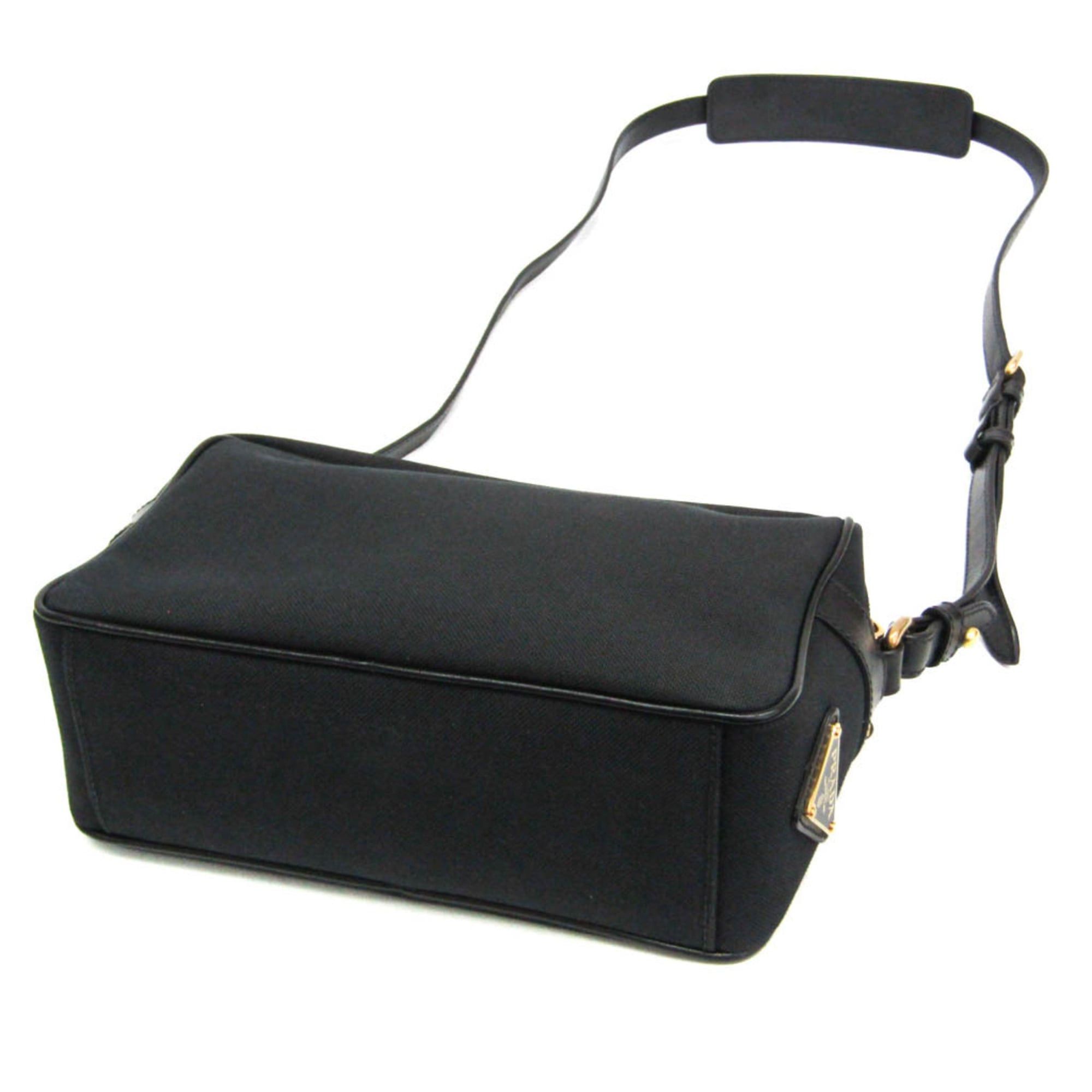 Prada Prada LOGO JACQUARD 1BH089 Women's Jacquard,Leather Shoulder Bag Black Size ONE SIZE - 3 Thumbnail
