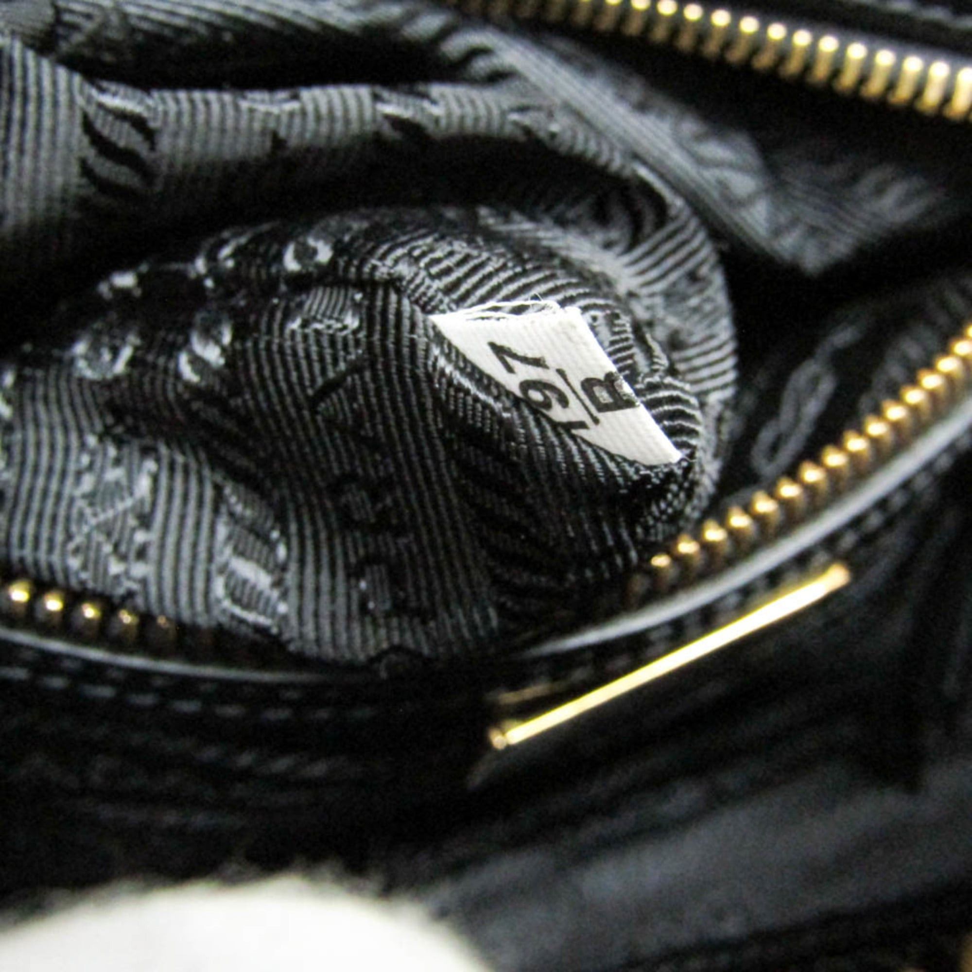 Prada Prada LOGO JACQUARD 1BH089 Women's Jacquard,Leather Shoulder Bag Black Size ONE SIZE - 13 Thumbnail