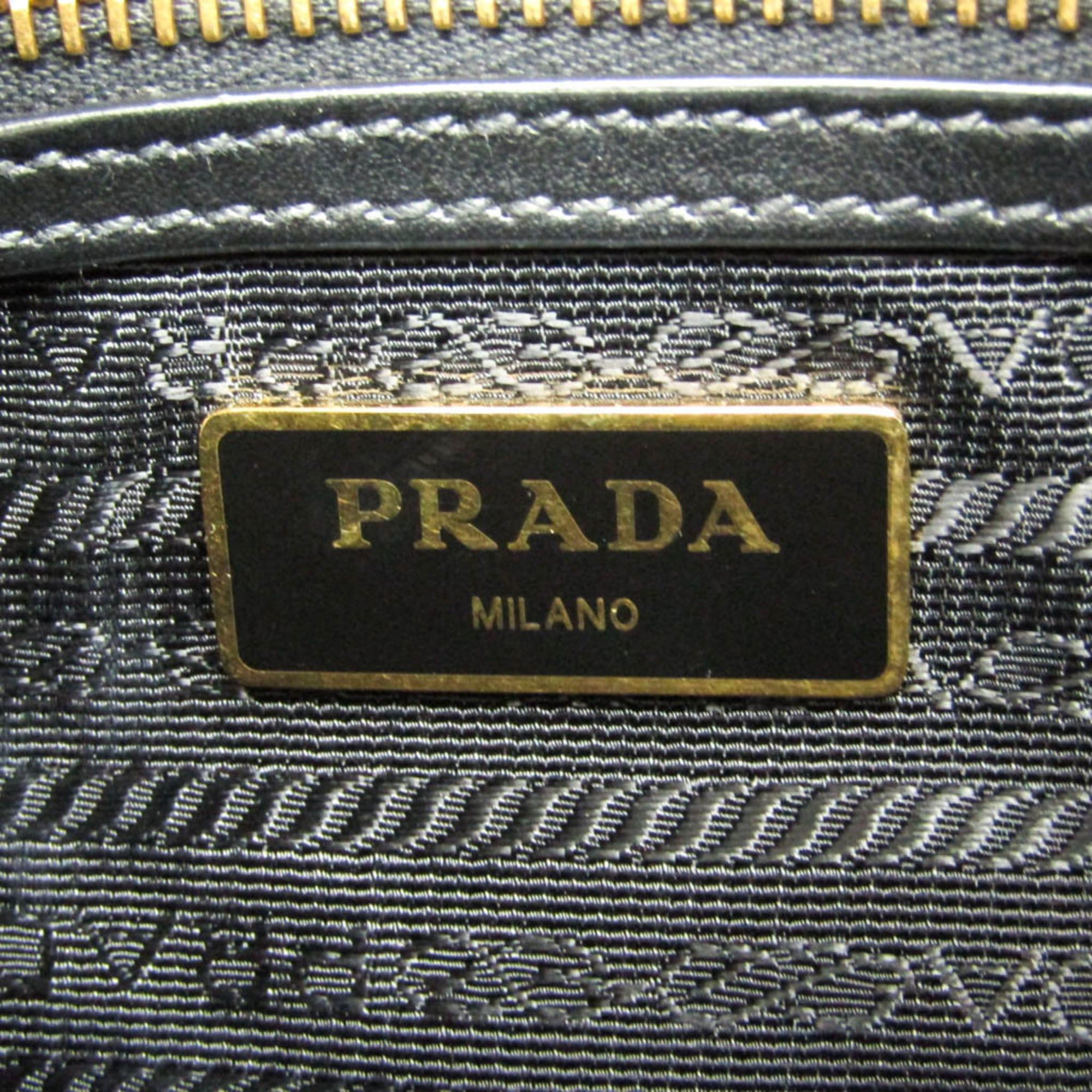 Prada Prada LOGO JACQUARD 1BH089 Women's Jacquard,Leather Shoulder Bag Black Size ONE SIZE - 11 Thumbnail