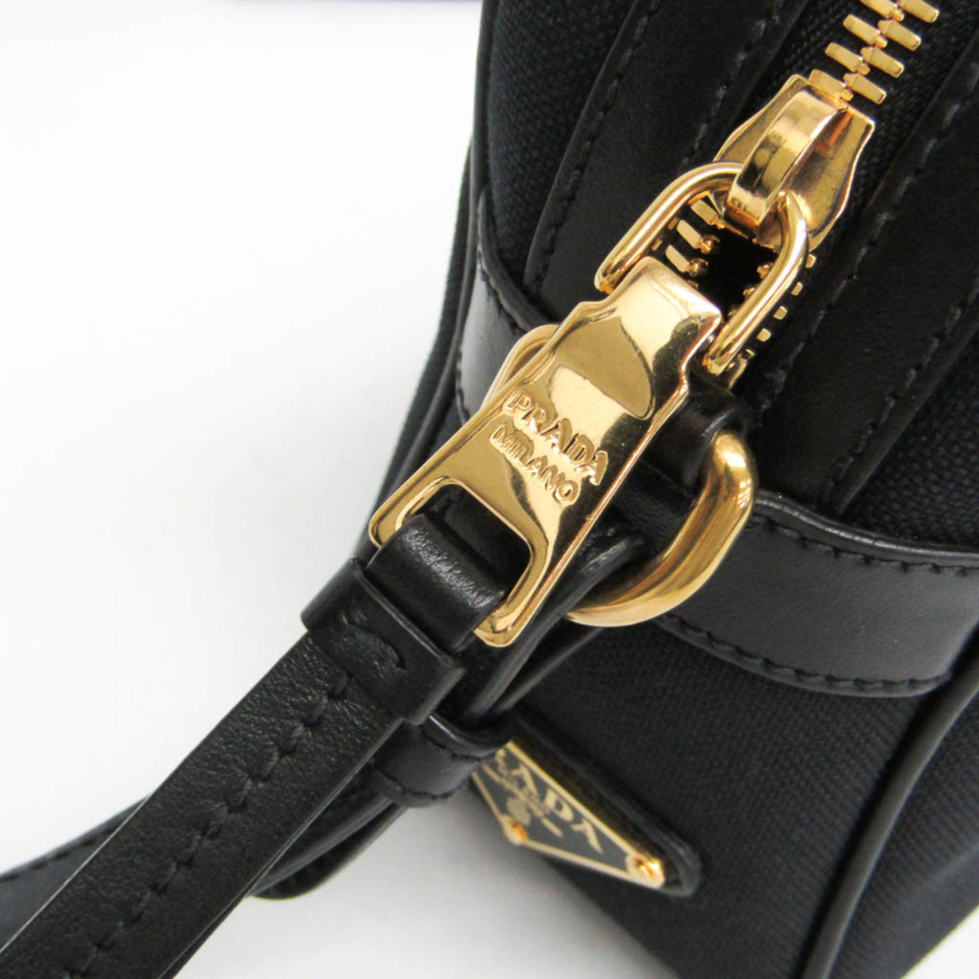 Prada Prada LOGO JACQUARD 1BH089 Women's Jacquard,Leather Shoulder Bag Black Size ONE SIZE - 10 Thumbnail