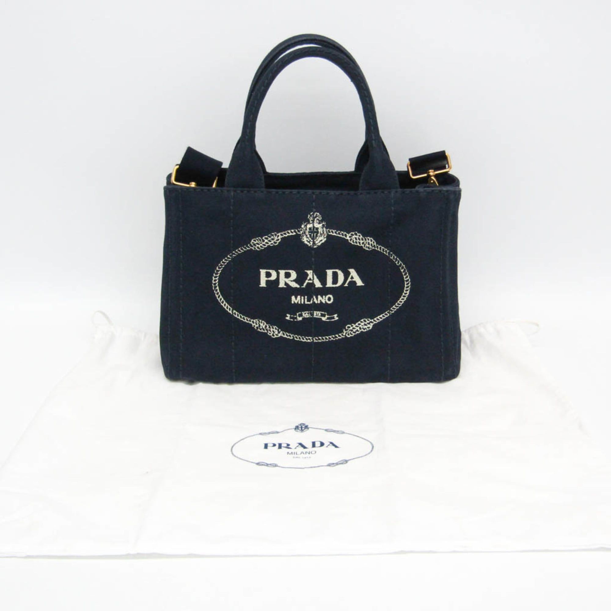 Prada Prada Canapa Women's Canvas Shoulder Bag,Tote Bag Dark Navy Size ONE SIZE - 2 Thumbnail