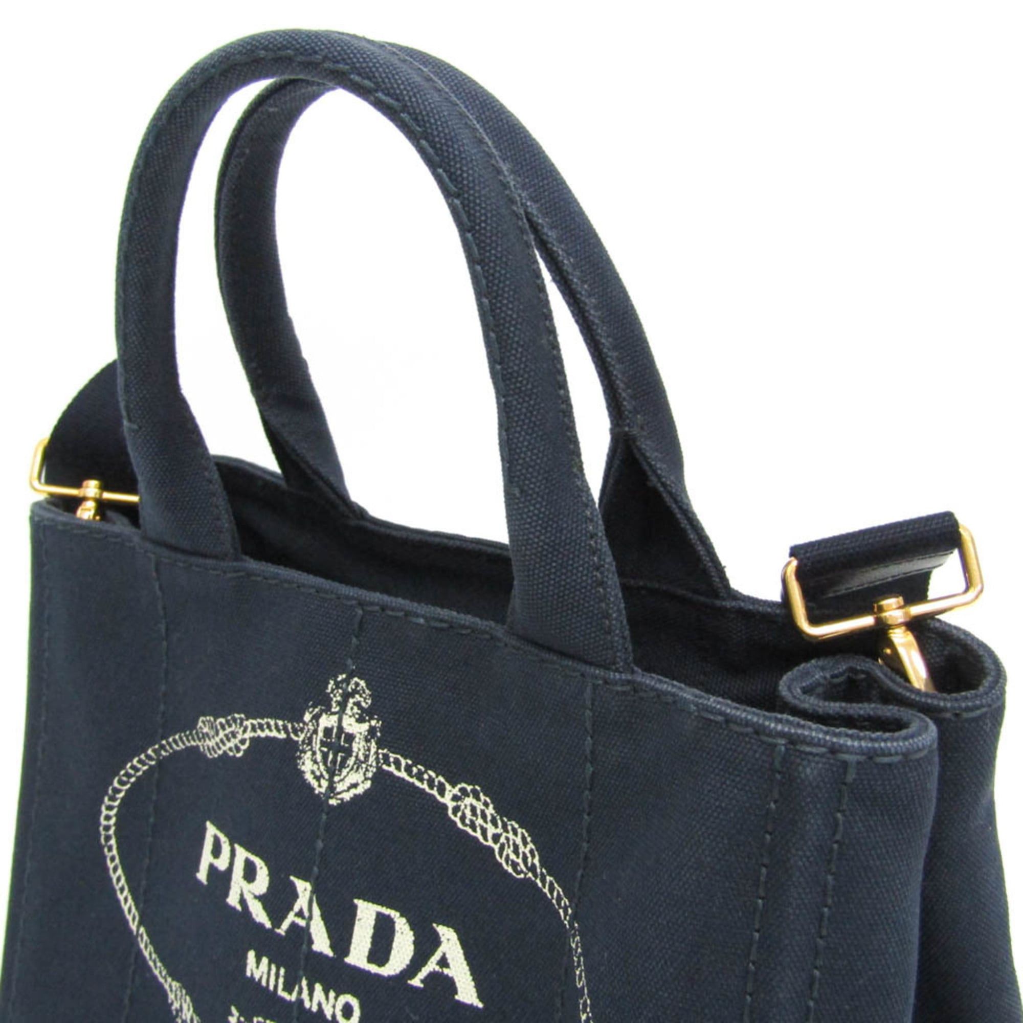 Prada Prada Canapa Women's Canvas Shoulder Bag,Tote Bag Dark Navy Size ONE SIZE - 7 Thumbnail