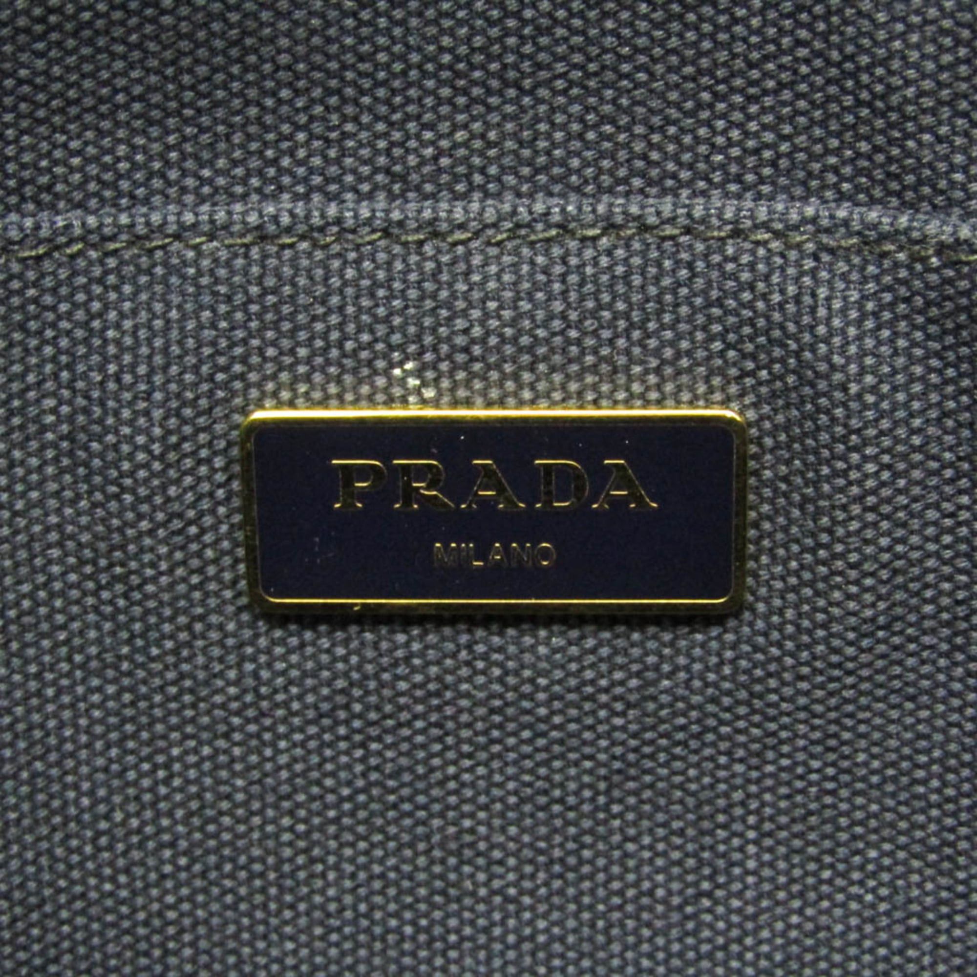Prada Prada Canapa Women's Canvas Shoulder Bag,Tote Bag Dark Navy Size ONE SIZE - 12 Thumbnail