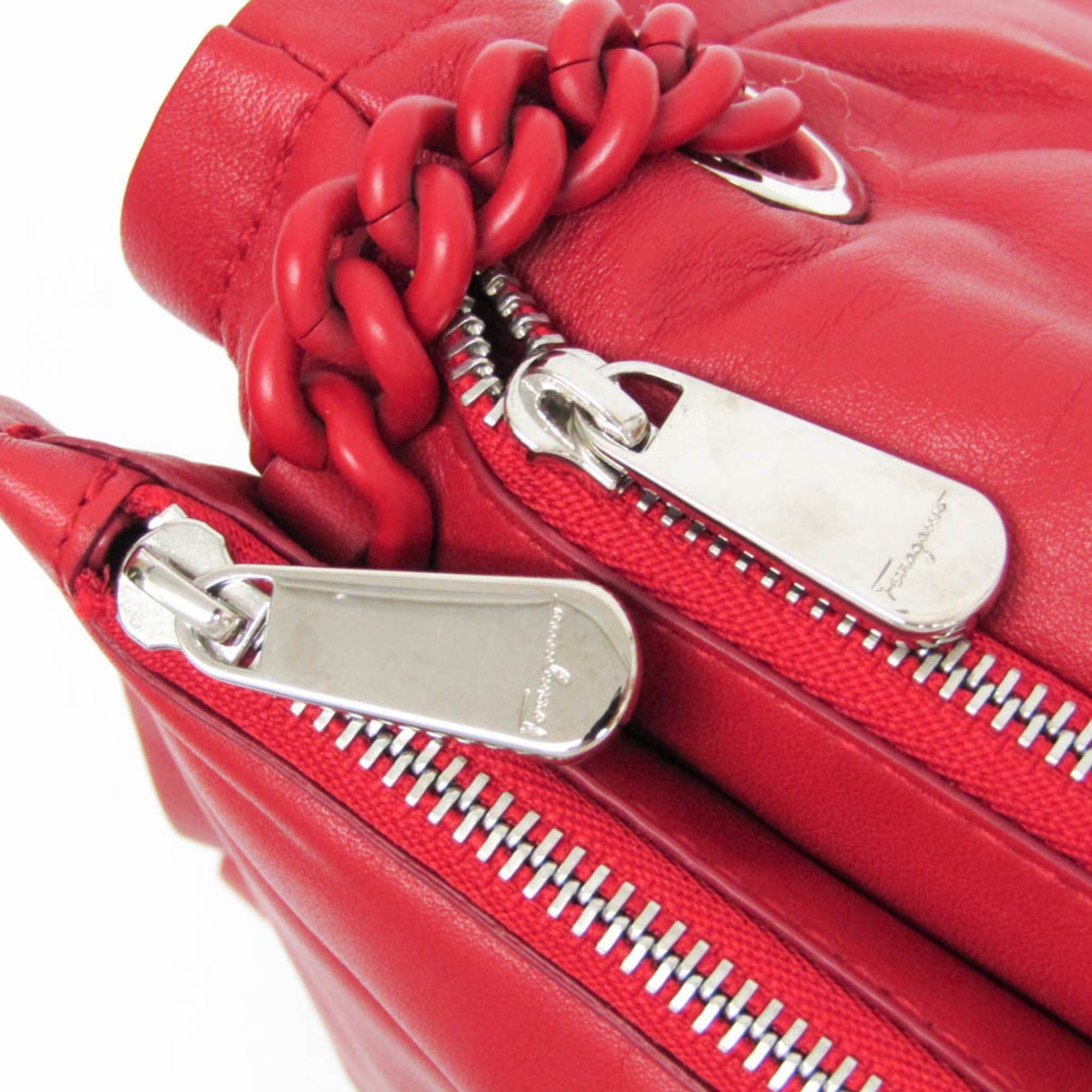 Salvatore Ferragamo Salvatore Ferragamo VIVA Bow GG-21 I287 Women's Leather Shoulder Bag Red Color Size ONE SIZE - 12 Thumbnail