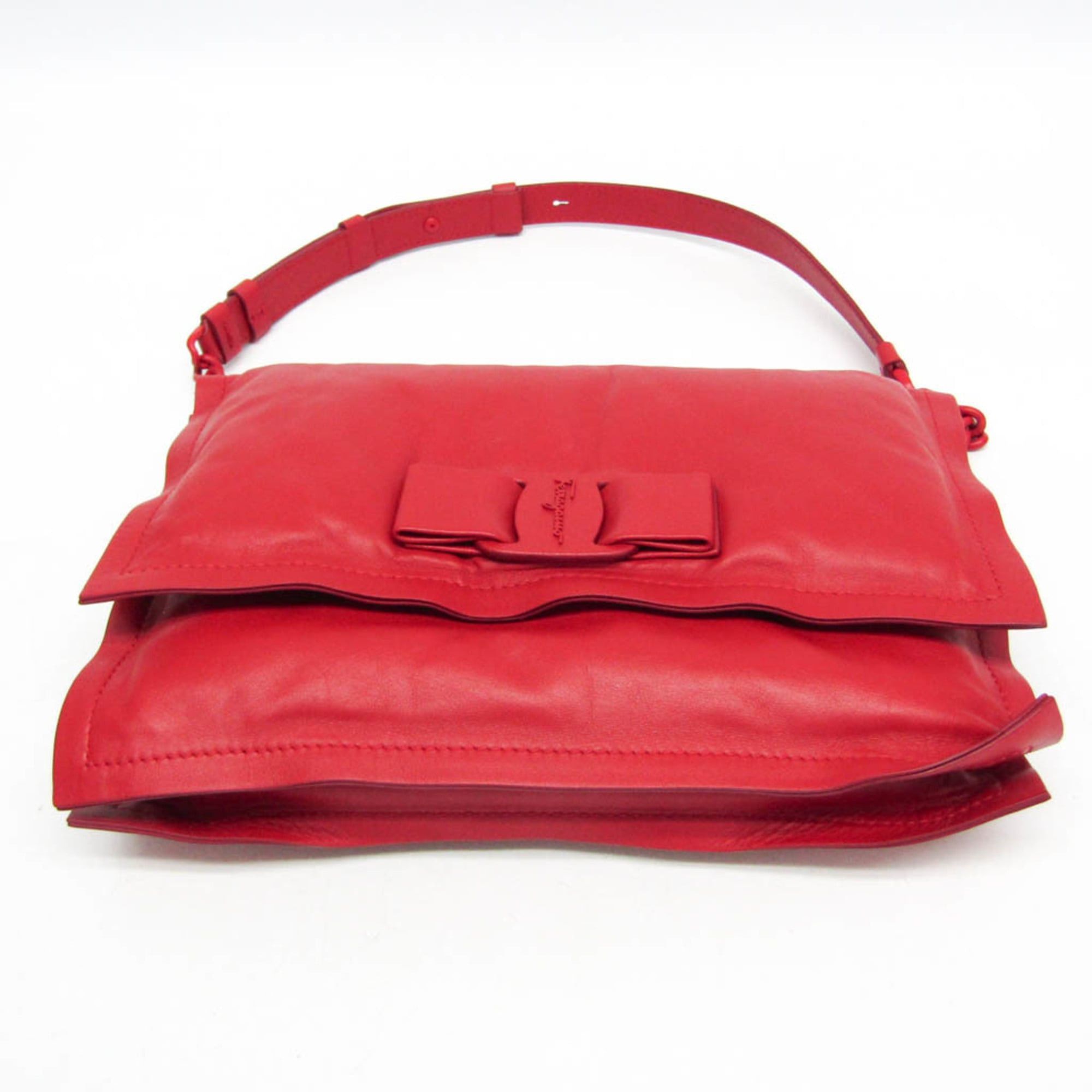 Salvatore Ferragamo Salvatore Ferragamo VIVA Bow GG-21 I287 Women's Leather Shoulder Bag Red Color Size ONE SIZE - 5 Thumbnail