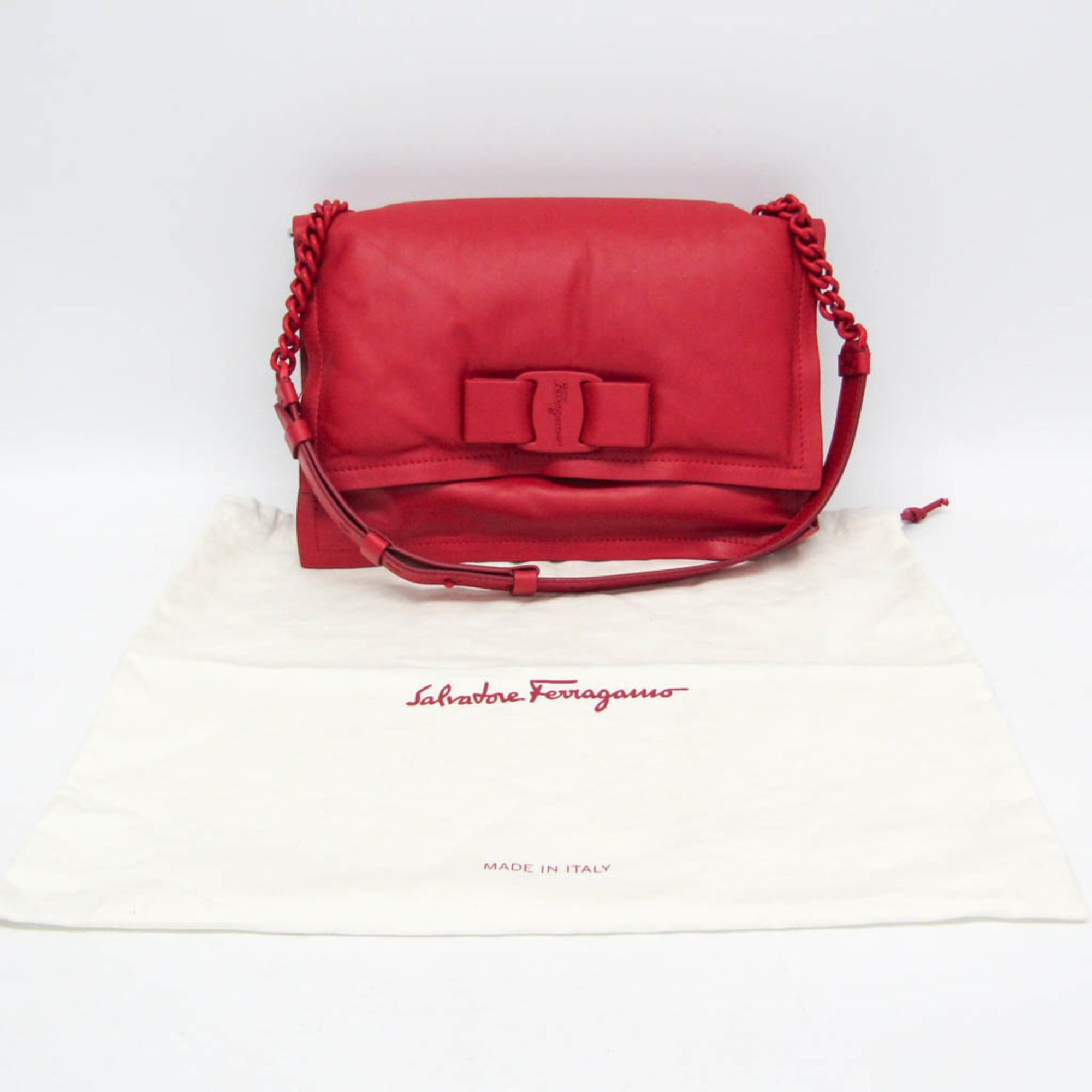 Salvatore Ferragamo Salvatore Ferragamo VIVA Bow GG-21 I287 Women's Leather Shoulder Bag Red Color Size ONE SIZE - 2 Thumbnail