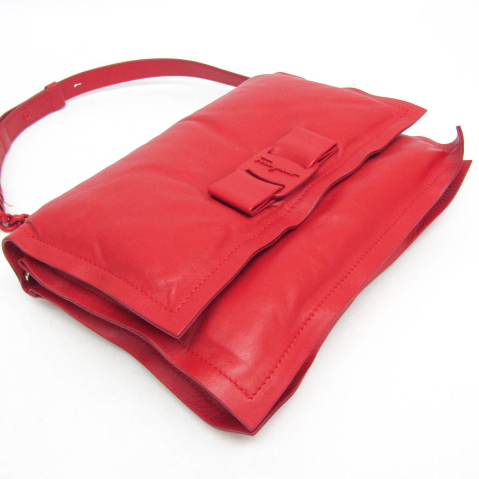 Salvatore Ferragamo Salvatore Ferragamo VIVA Bow GG-21 I287 Women's Leather Shoulder Bag Red Color Size ONE SIZE - 7 Thumbnail