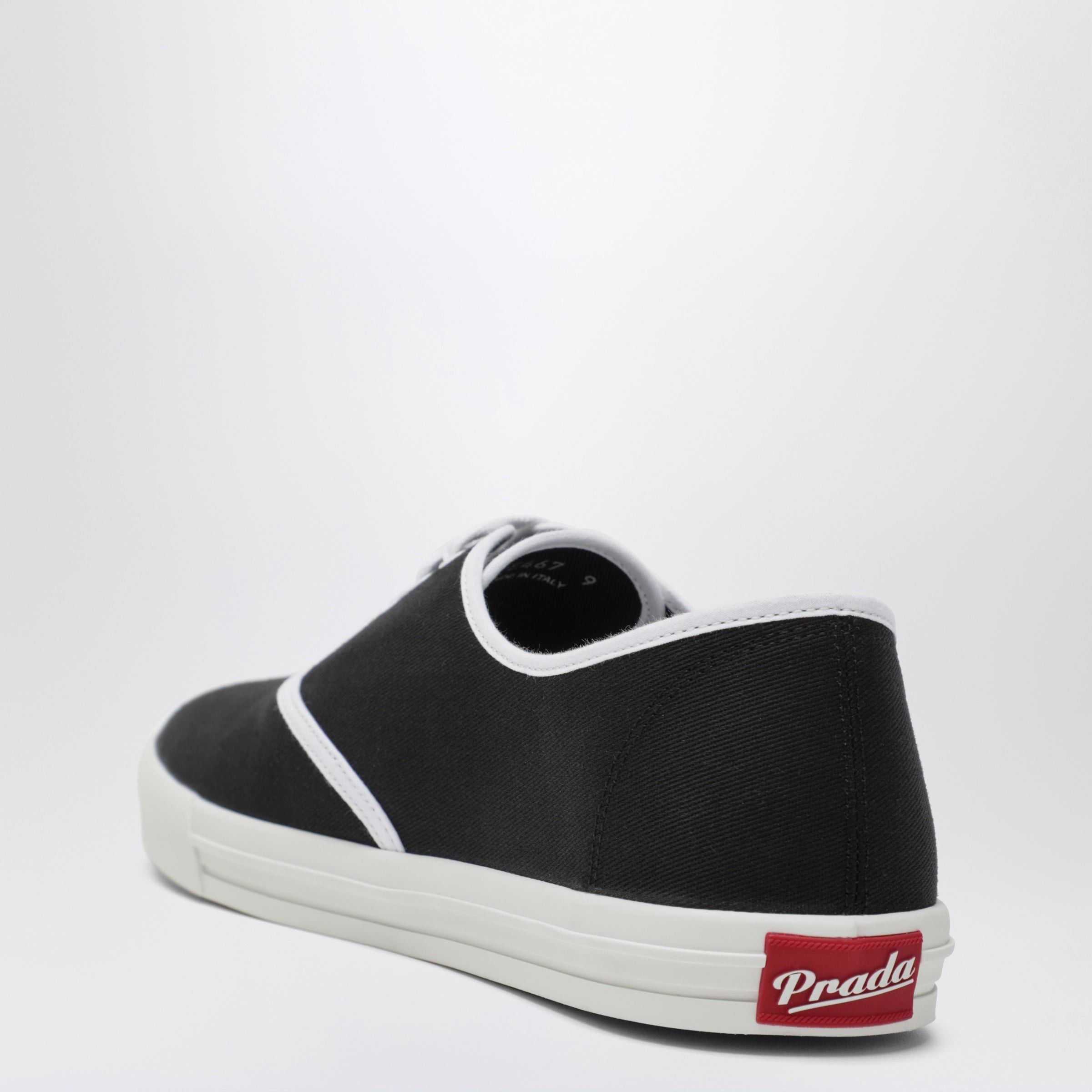 Prada Prada Black Drill Fabric Sneakers Size US 7 / EU 40 - 2 Thumbnail