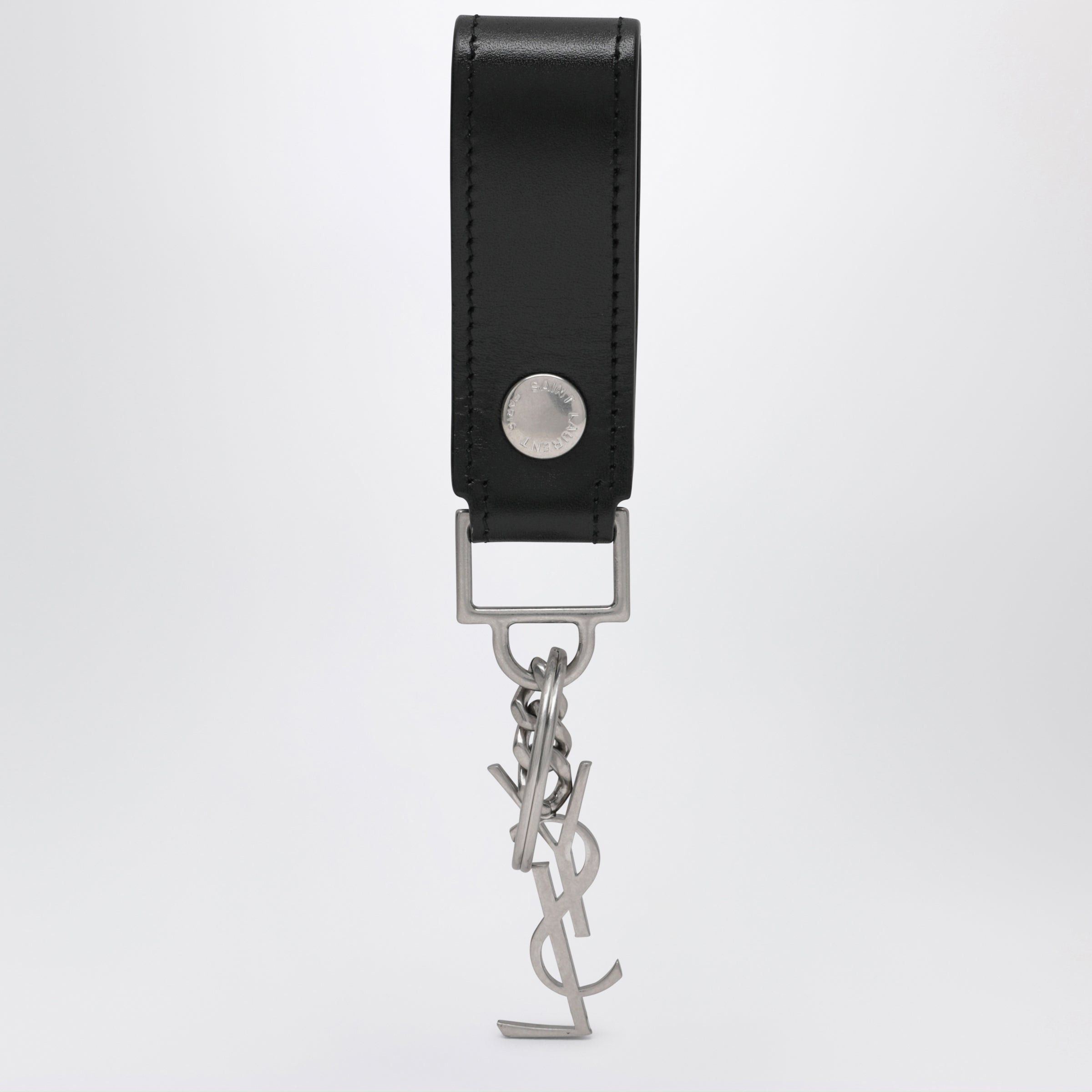 Saint Laurent Paris Saint Laurent Black Leather Cassandre Key Ring Size ONE SIZE - 2 Thumbnail