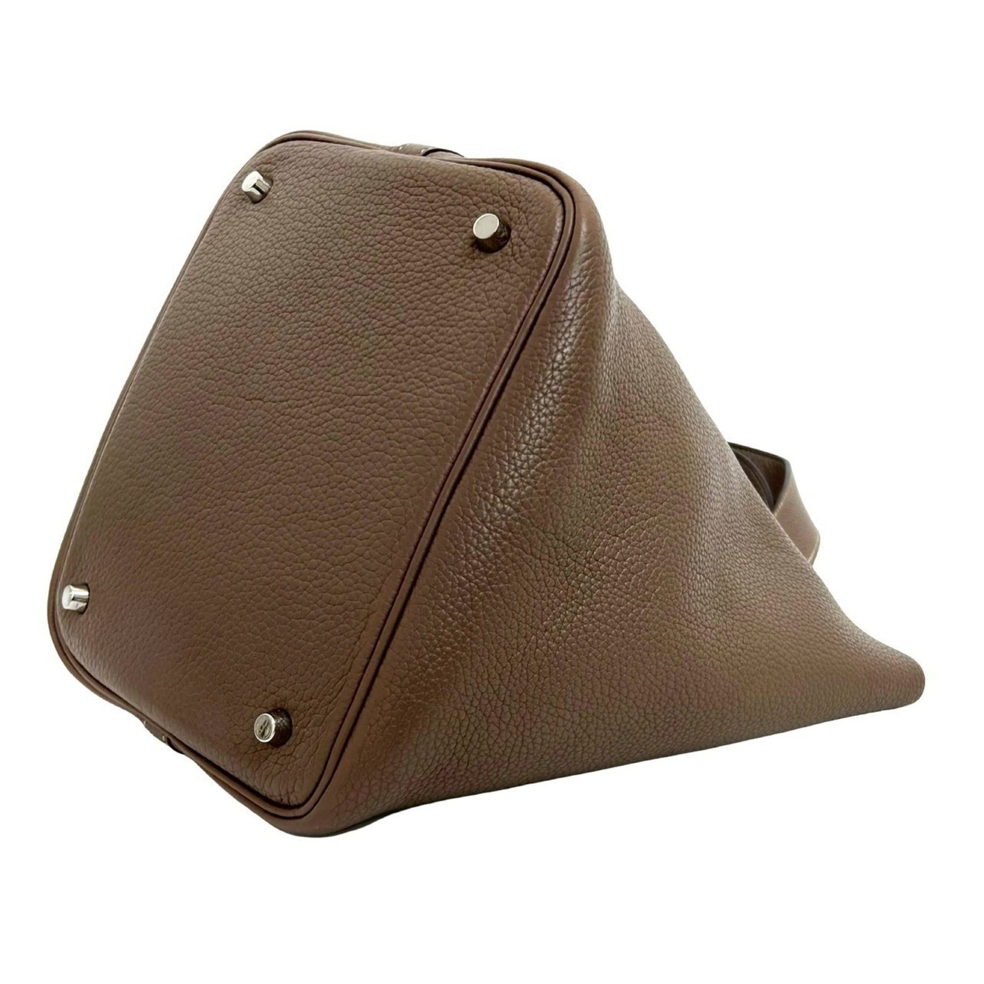 Hermes HERMES Picotin Lock MM Taurillon Clemence Leather Handbag Mini Tote Bag Etoupe 03988 Size ONE SIZE - 8 Thumbnail