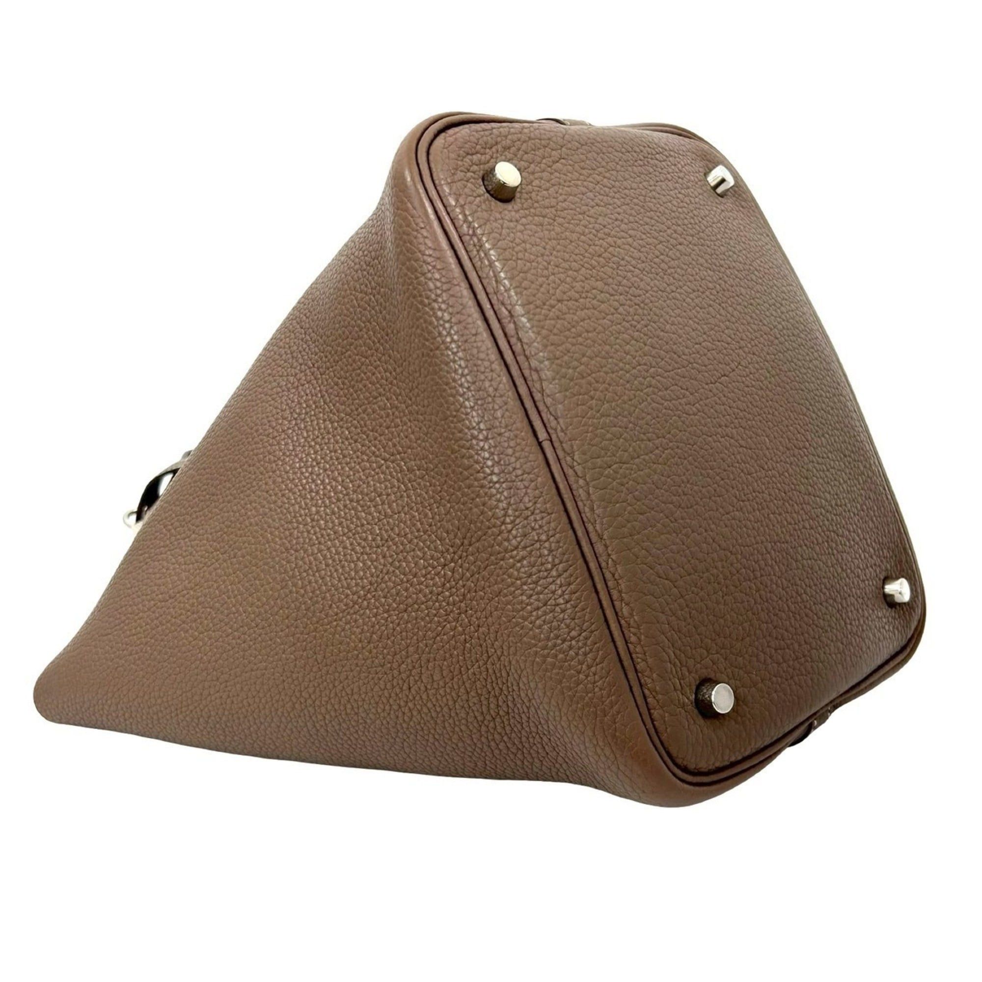 Hermes HERMES Picotin Lock MM Taurillon Clemence Leather Handbag Mini Tote Bag Etoupe 03988 Size ONE SIZE - 7 Thumbnail