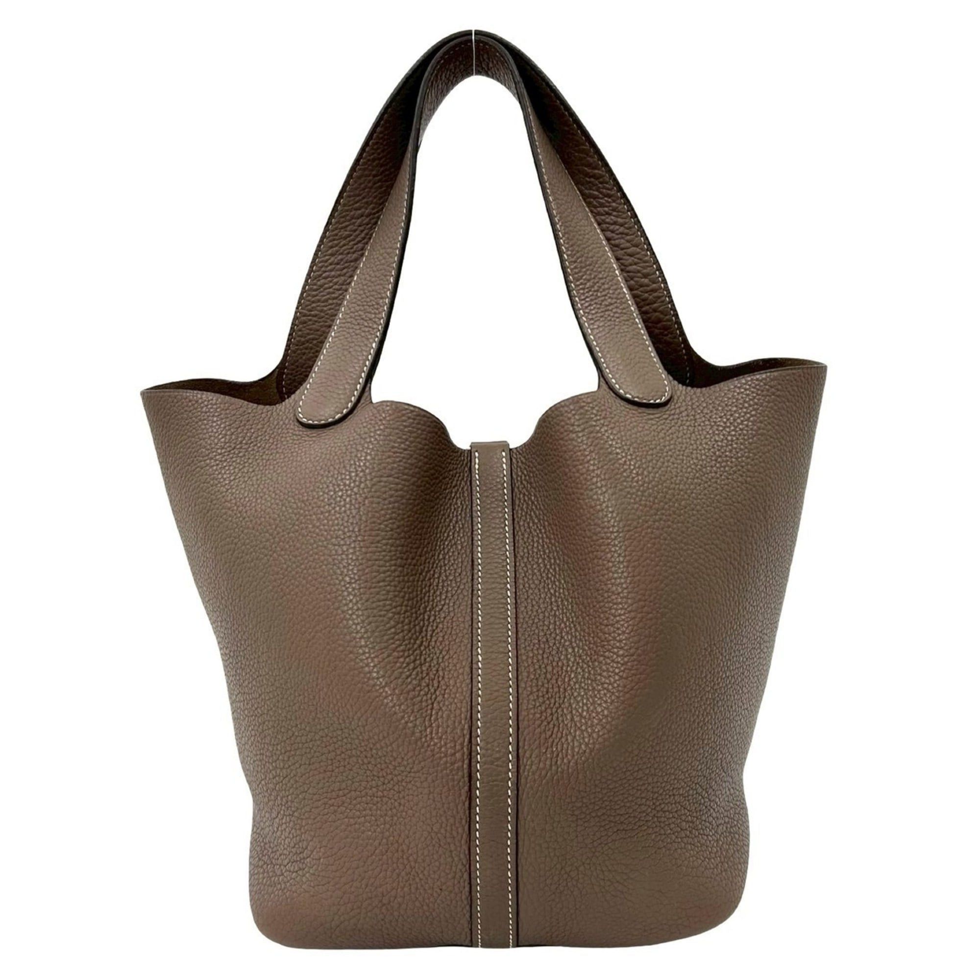 Hermes HERMES Picotin Lock MM Taurillon Clemence Leather Handbag Mini Tote Bag Etoupe 03988 Size ONE SIZE - 3 Thumbnail