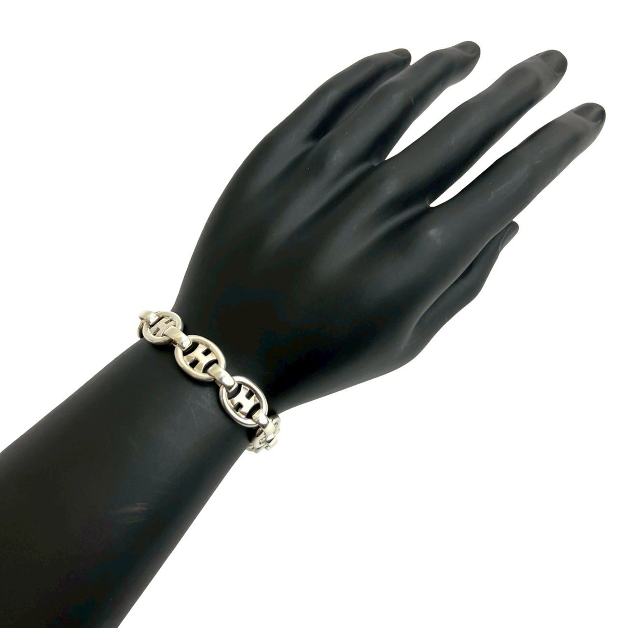 Hermes HERMES H-logo bracelet, sterling silver 925 chain bangle, for men and women, item number 05707. Size ONE SIZE - 2 Thumbnail