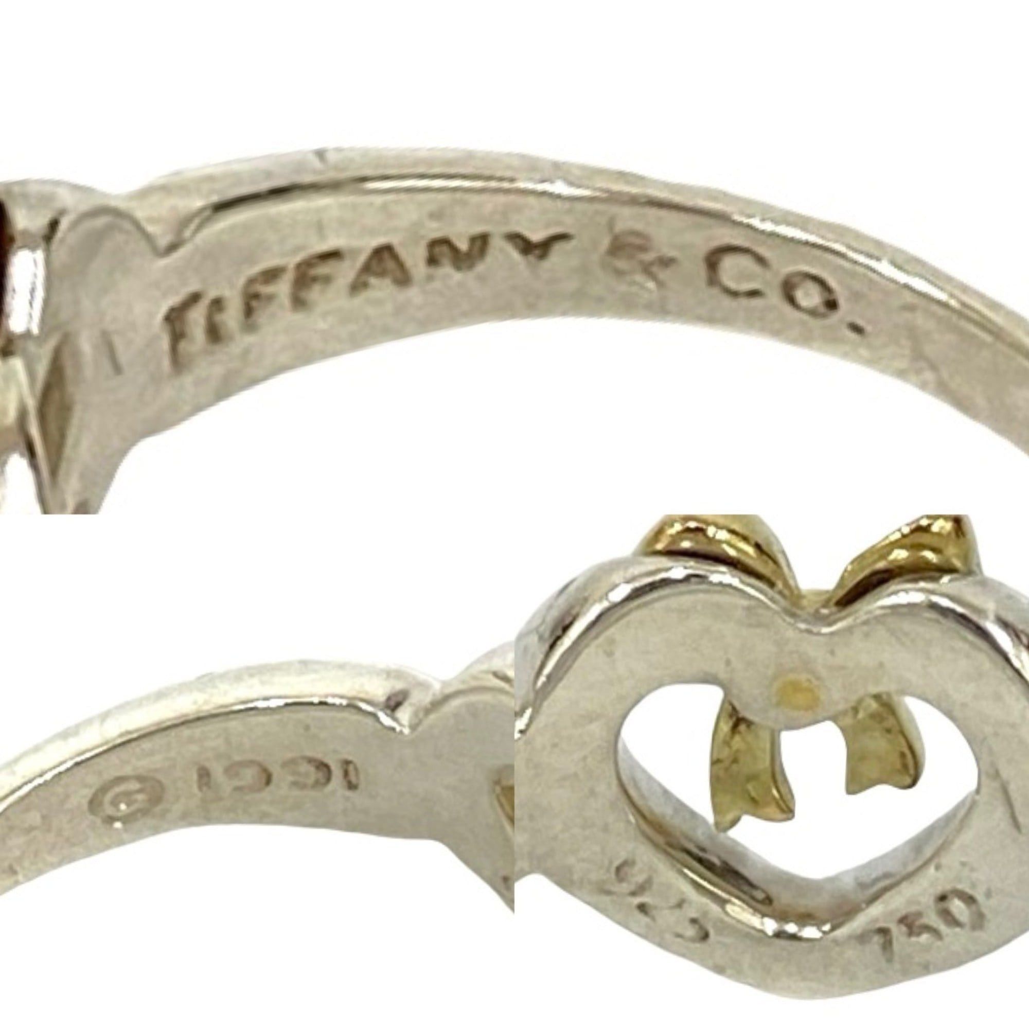 Tiffany & Co. TIFFANY&Co. Tiffany Heart Ribbon Combination Ring, Sterling Silver 925 & 18K Gold, Size 14, 40982 Size ONE SIZE - 3 Thumbnail