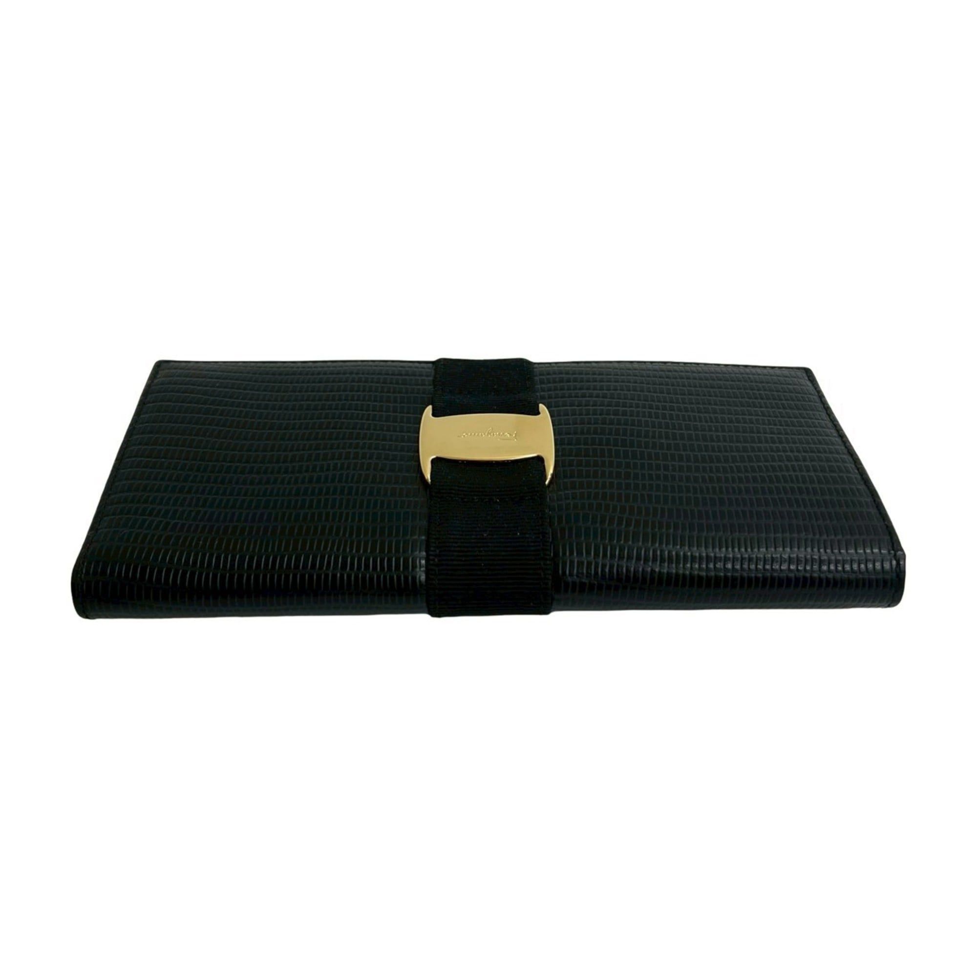Salvatore Ferragamo Salvatore Ferragamo Vara Leather Bi-fold Long Wallet, Black, 84401 Size ONE SIZE - 3 Thumbnail
