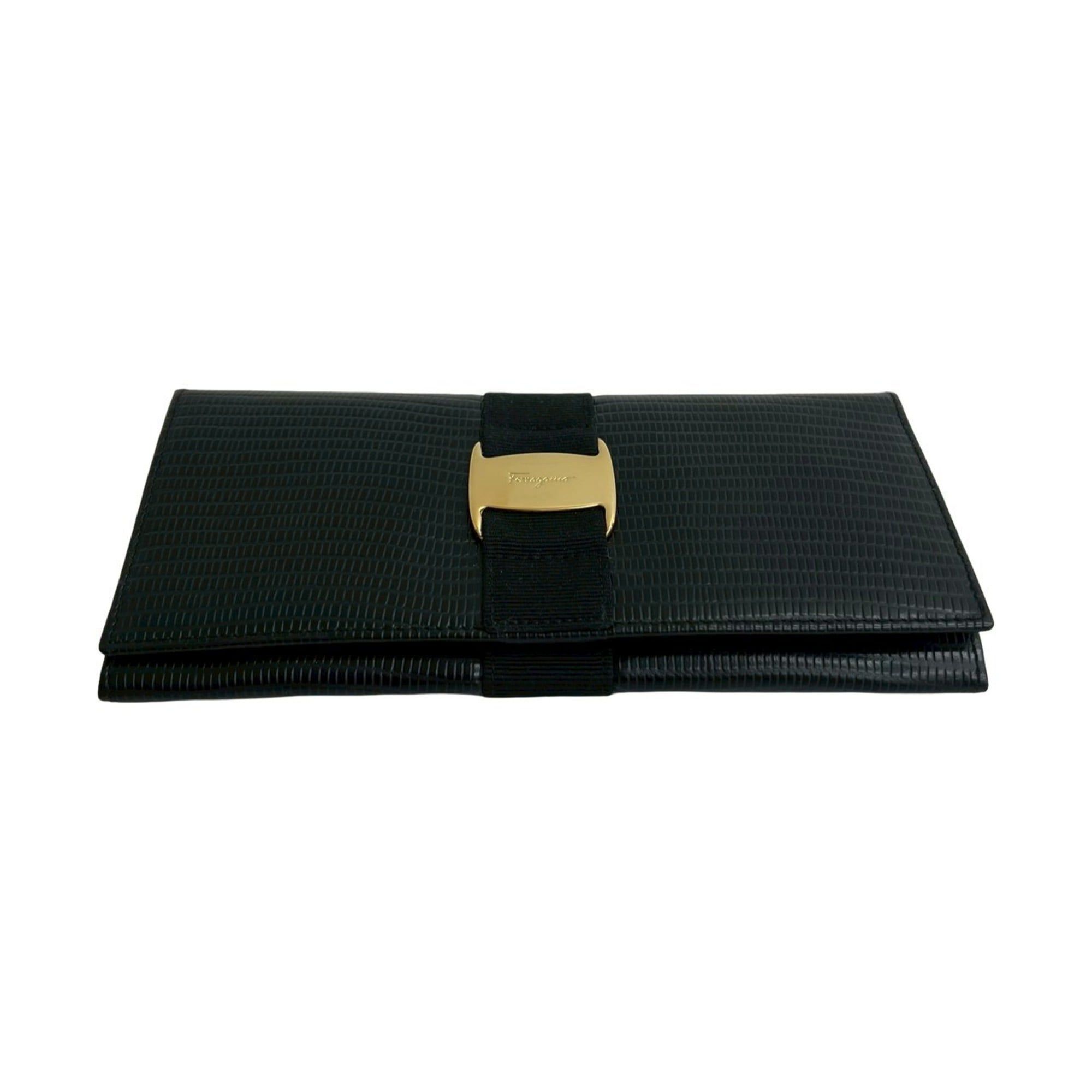 Salvatore Ferragamo Salvatore Ferragamo Vara Leather Bi-fold Long Wallet, Black, 84401 Size ONE SIZE - 6 Thumbnail