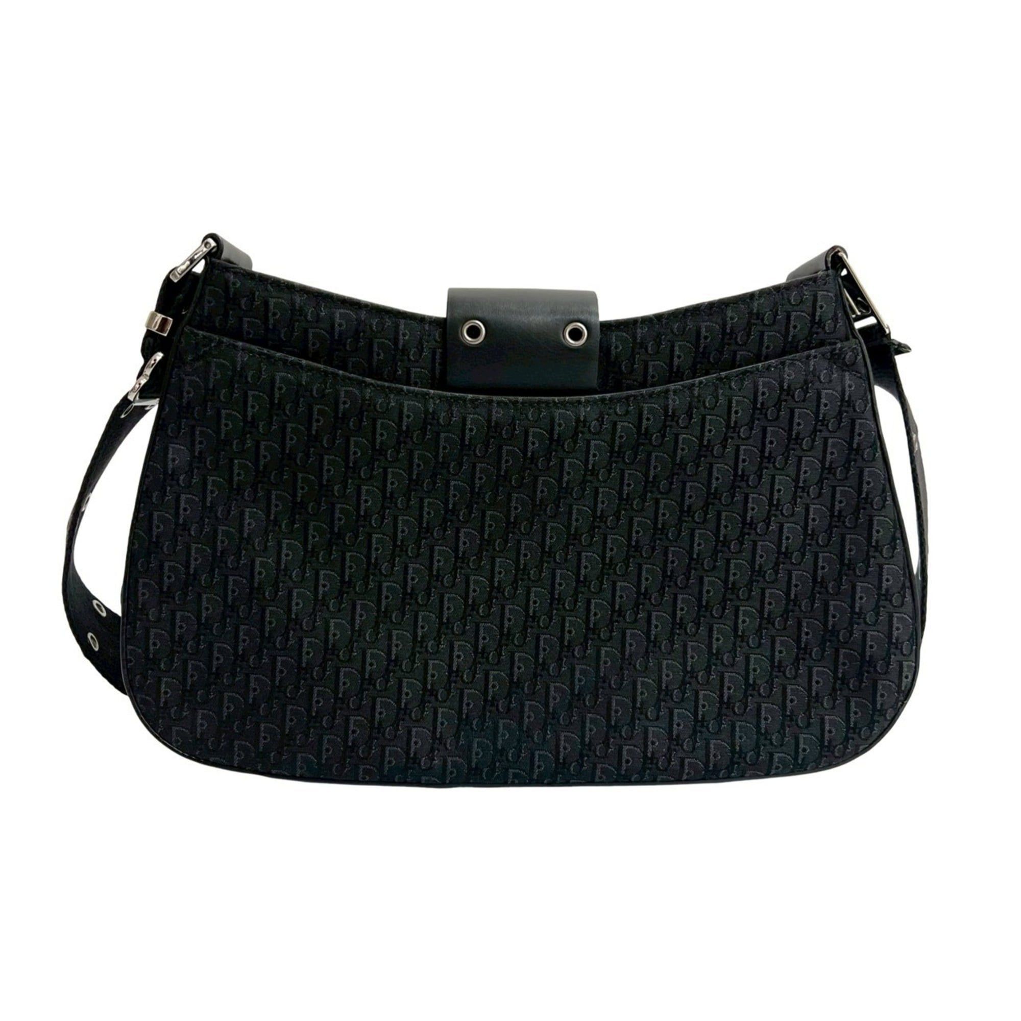 Dior Christian Dior Trotter pattern canvas and leather shoulder bag/pouch, black, 28412 Size ONE SIZE - 3 Thumbnail