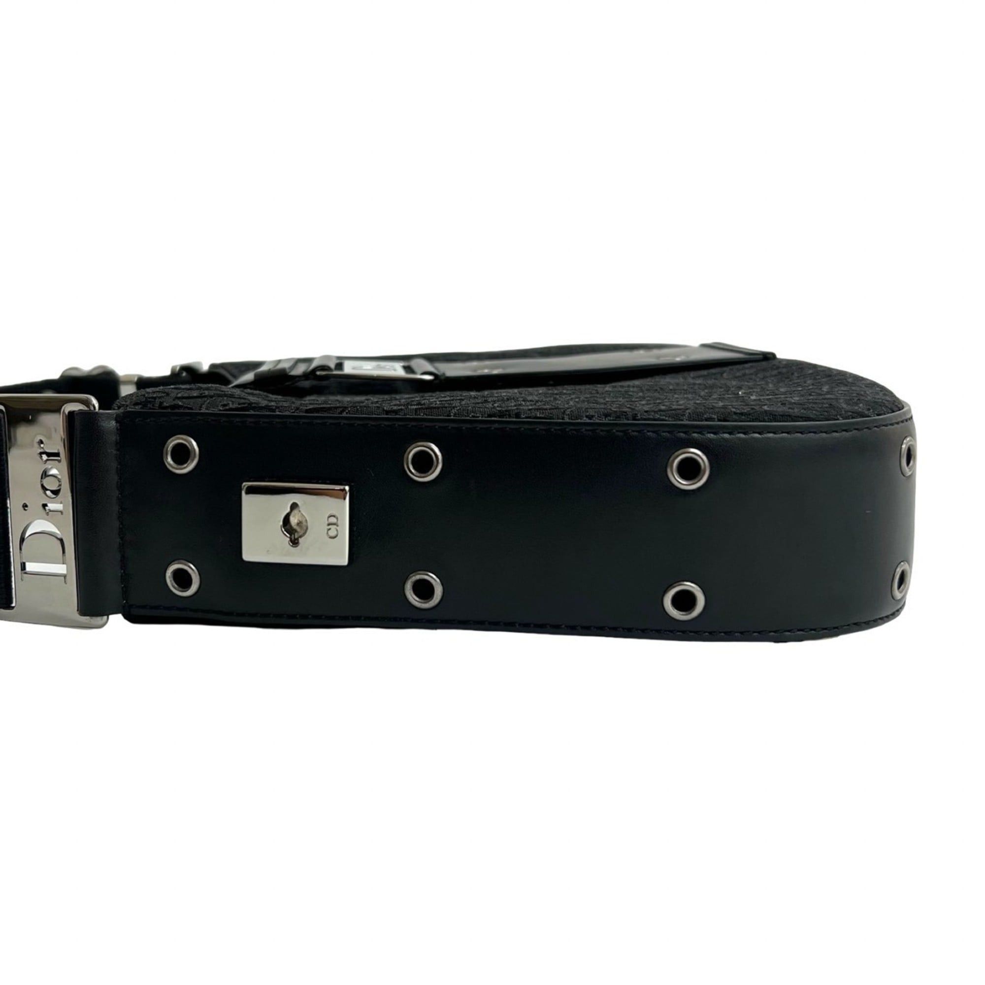 Dior Christian Dior Trotter pattern canvas and leather shoulder bag/pouch, black, 28412 Size ONE SIZE - 5 Thumbnail