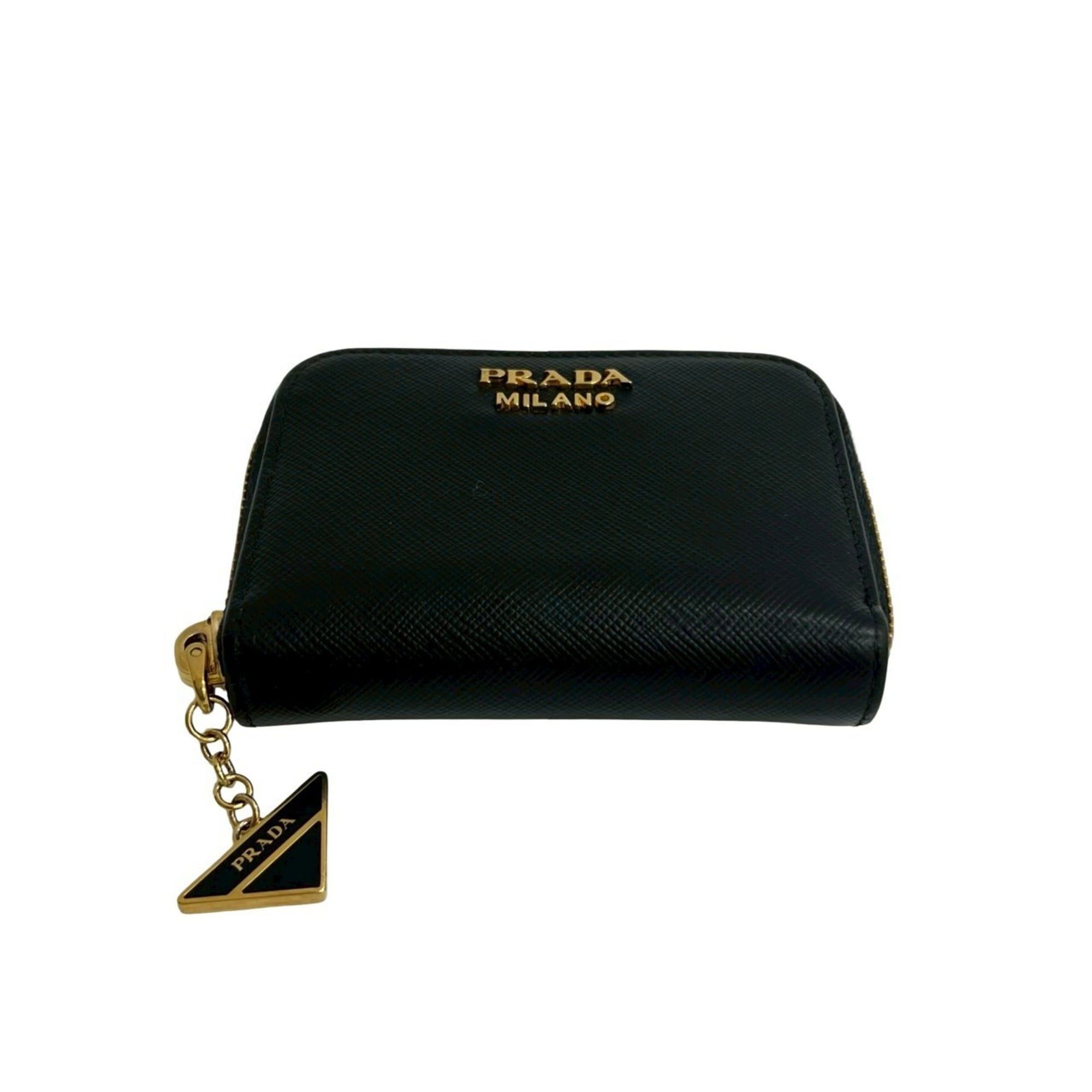 Prada PRADA Saffiano Leather Round Zip Coin Case, Wallet, Black, 36337 Size ONE SIZE - 6 Thumbnail